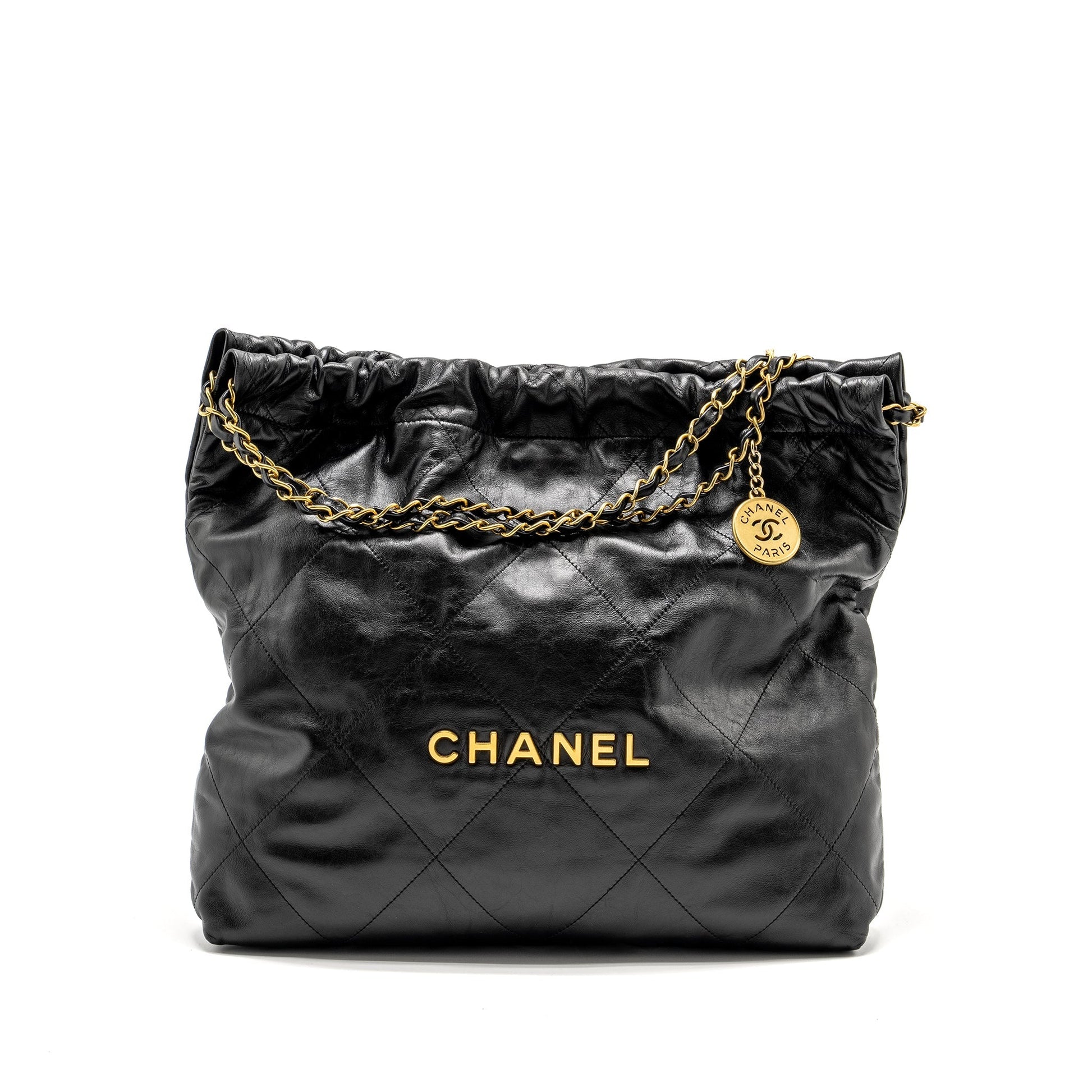 Chanel 22 Shiny Calfskin GHW Microchip Black Handbag Microchip 3