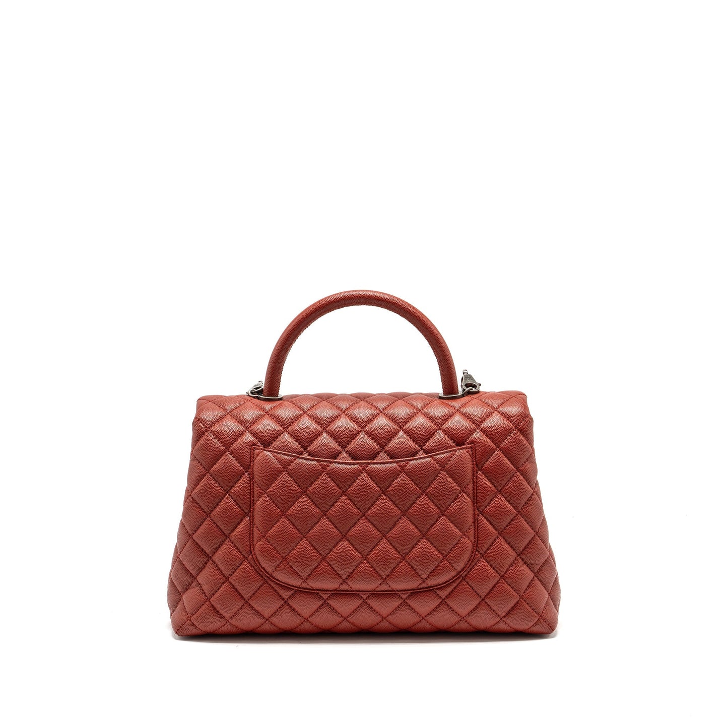 Chanel Coco Handle Caviar Dark Ruthenium Hardware Red Handbag