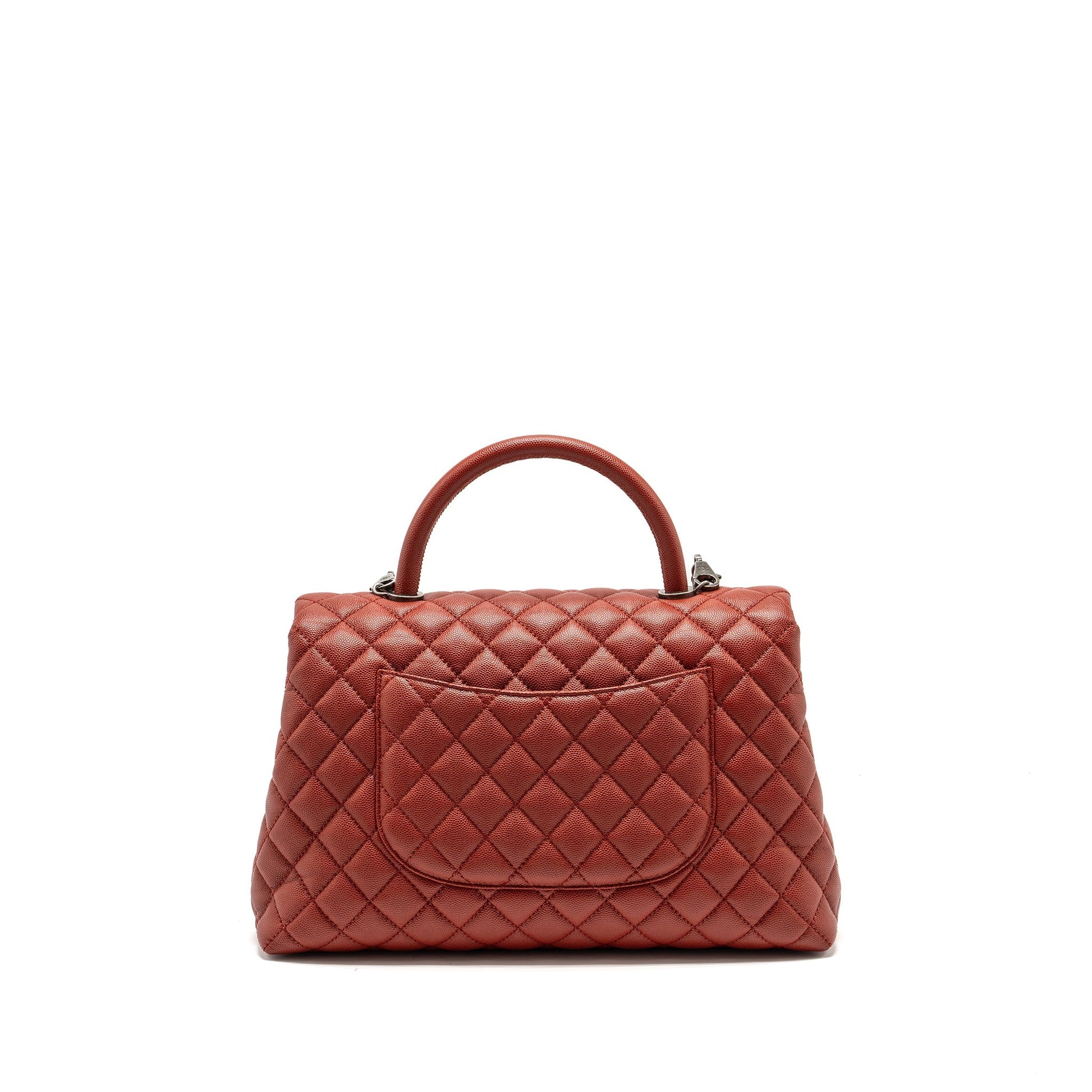 Chanel Coco Handle Caviar Dark Ruthenium Hardware Red Handbag