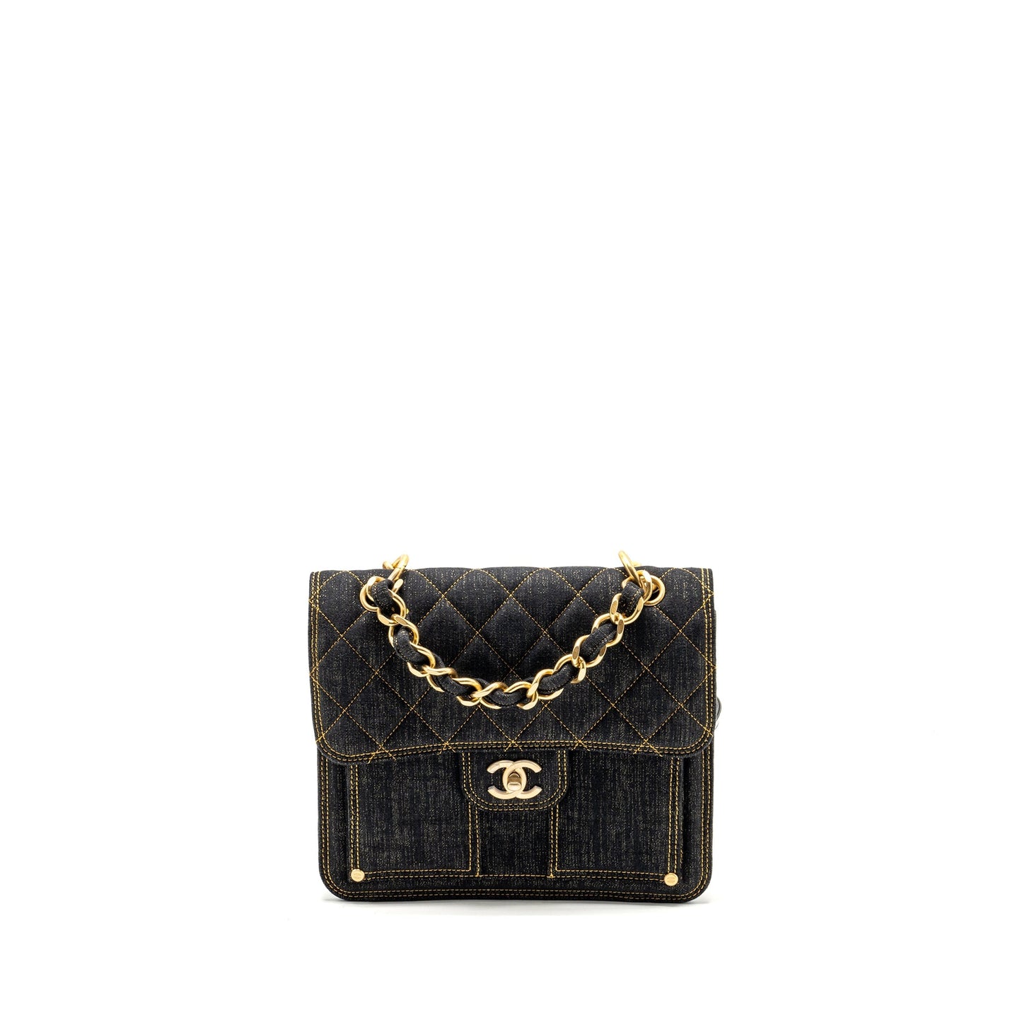 Chanel 23S flap backpack denim dark brushed Blue 3