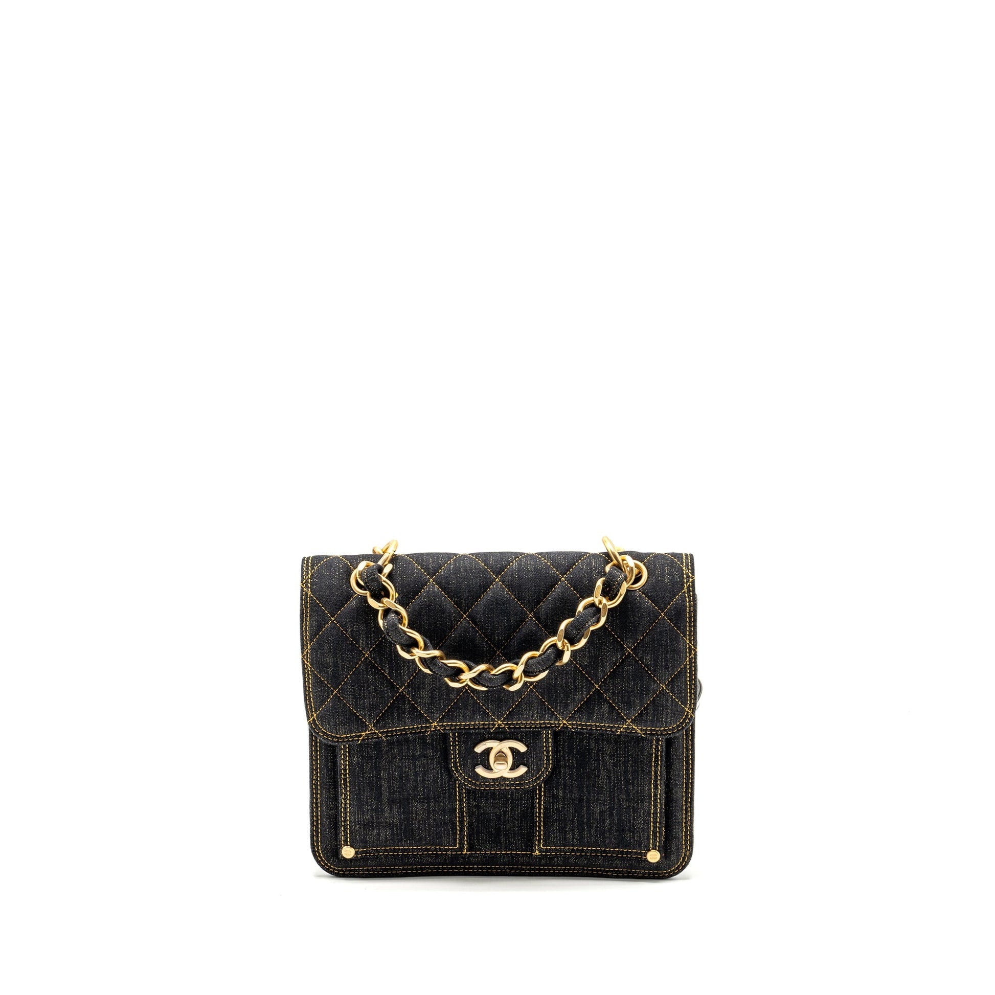 Chanel 23S flap backpack denim dark brushed Blue 3