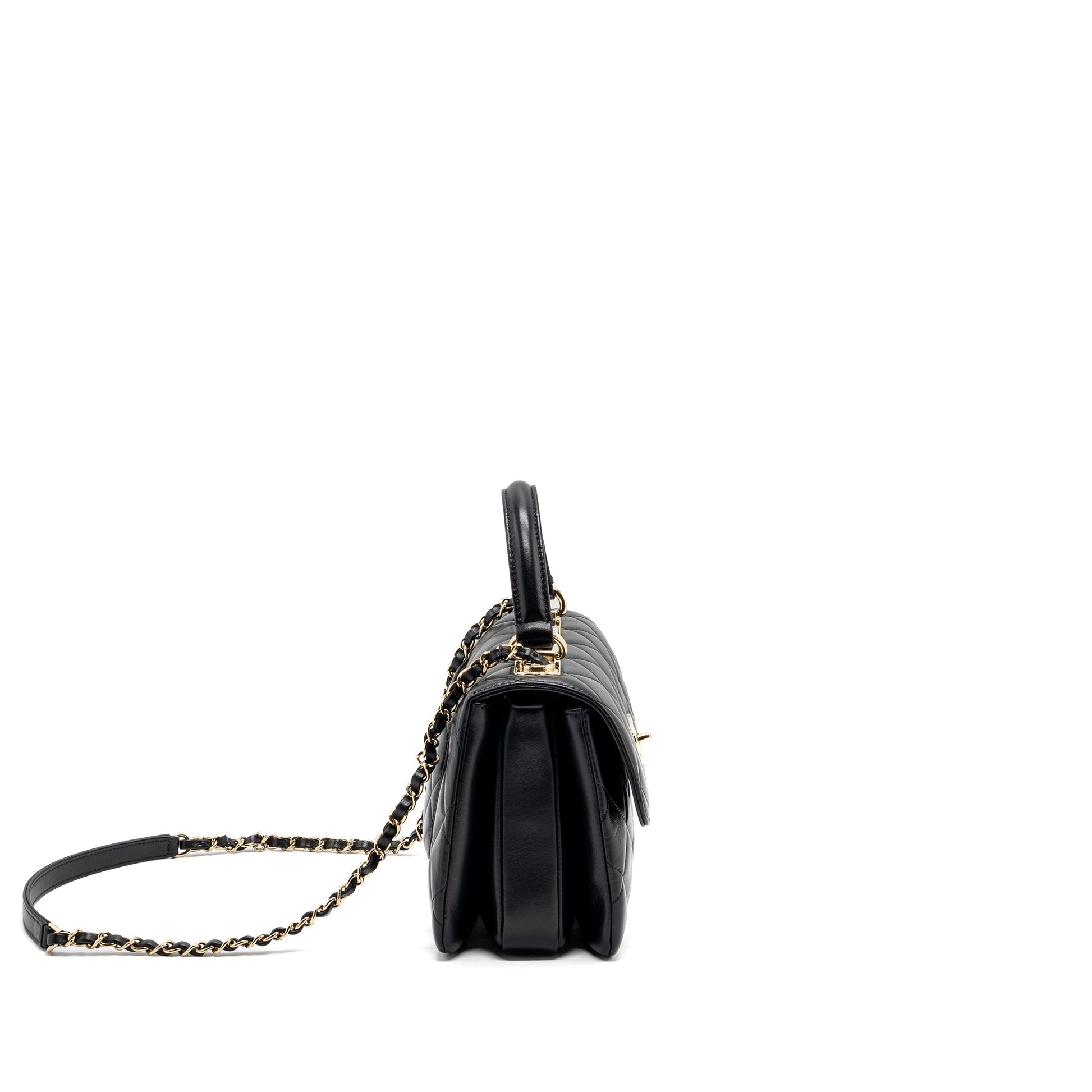 Chanel trendy CC flap top handle lambskin Black Shoulder Bag