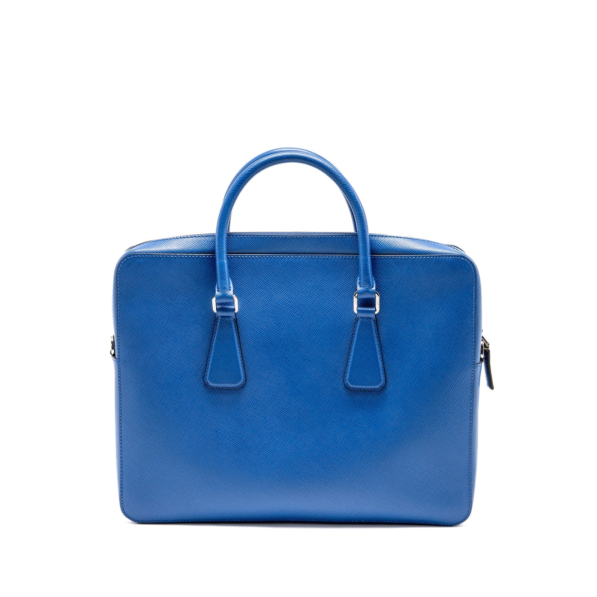 Prada Saffiano Briefcase Azzurro Handbag Travel Bag
