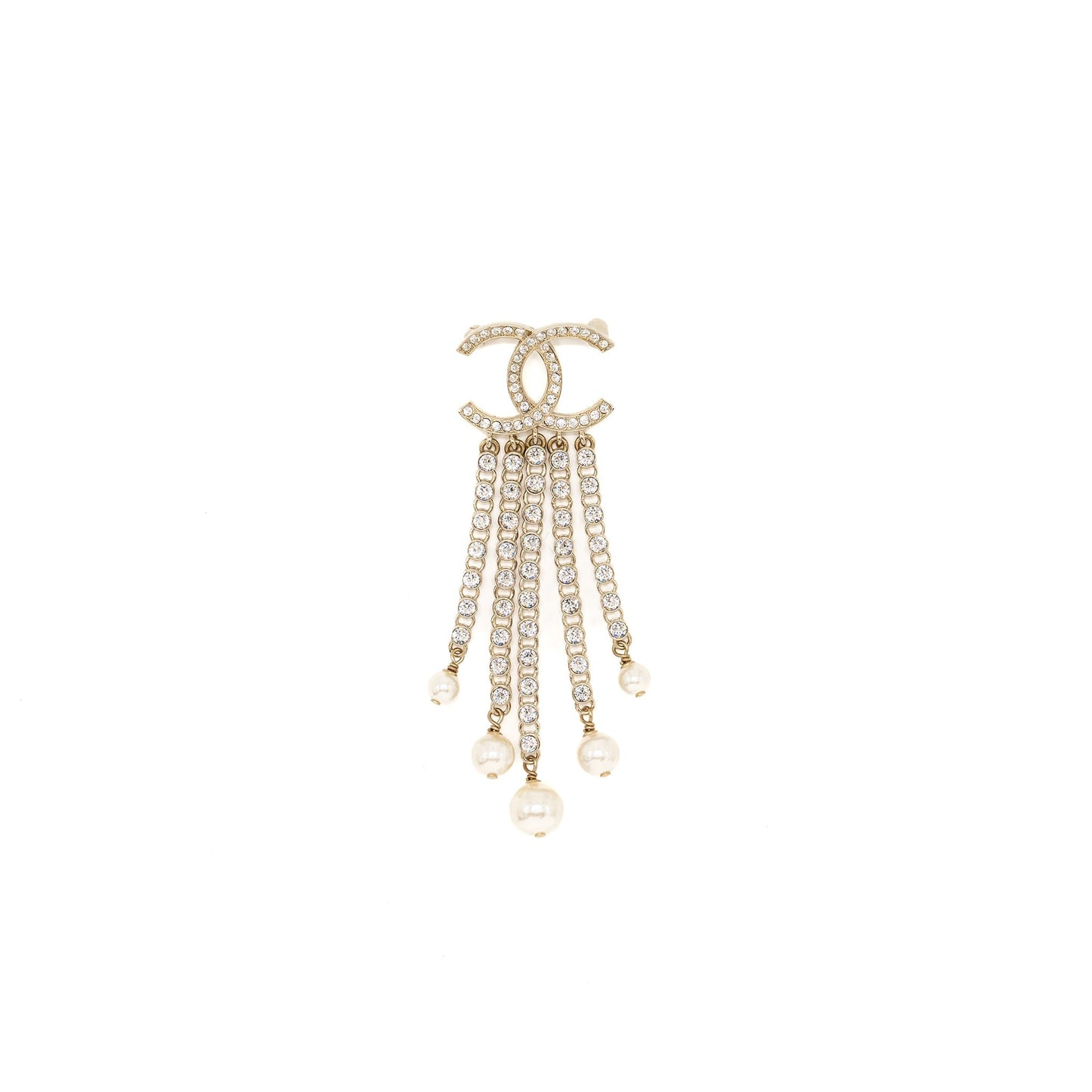 Chanel CC logo crystal dropping brooch light Gold Handbag