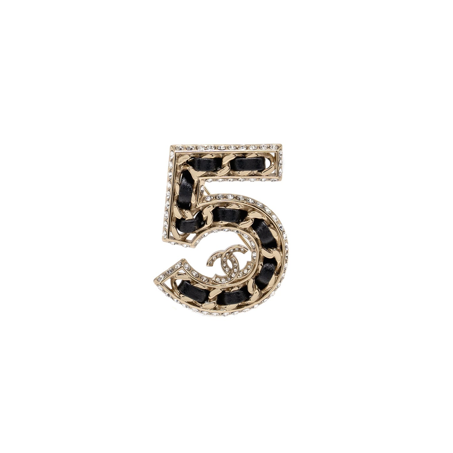 Chanel No.5 Crystal Brooch LGHW Leather Handbag