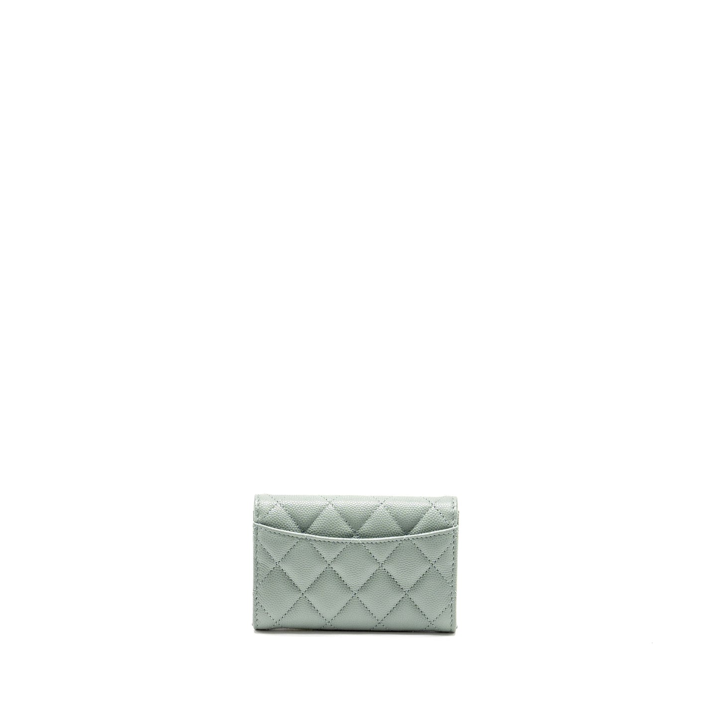Chanel Classic Flap Card Holder Caviar Light Green Wallet Case