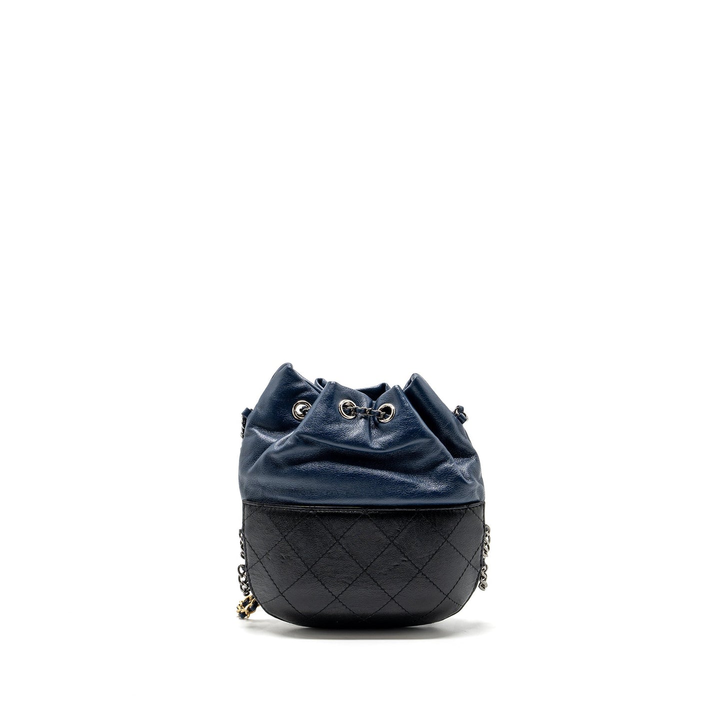 Chanel Bucket Calfskin Navy Hardware Multicolour Black Small Bucket Bag