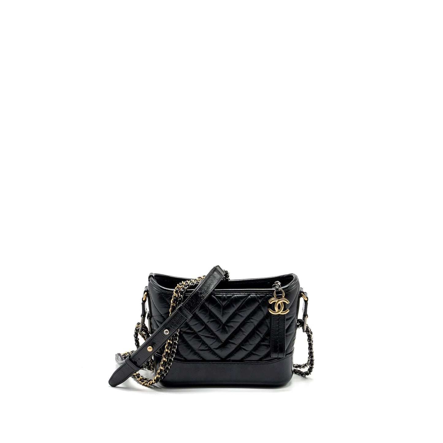 Chanel Gabrielle Hobo Chevron Aged Calfskin Hardware Multicolour Black Small Shoulder Bag Hardware 2