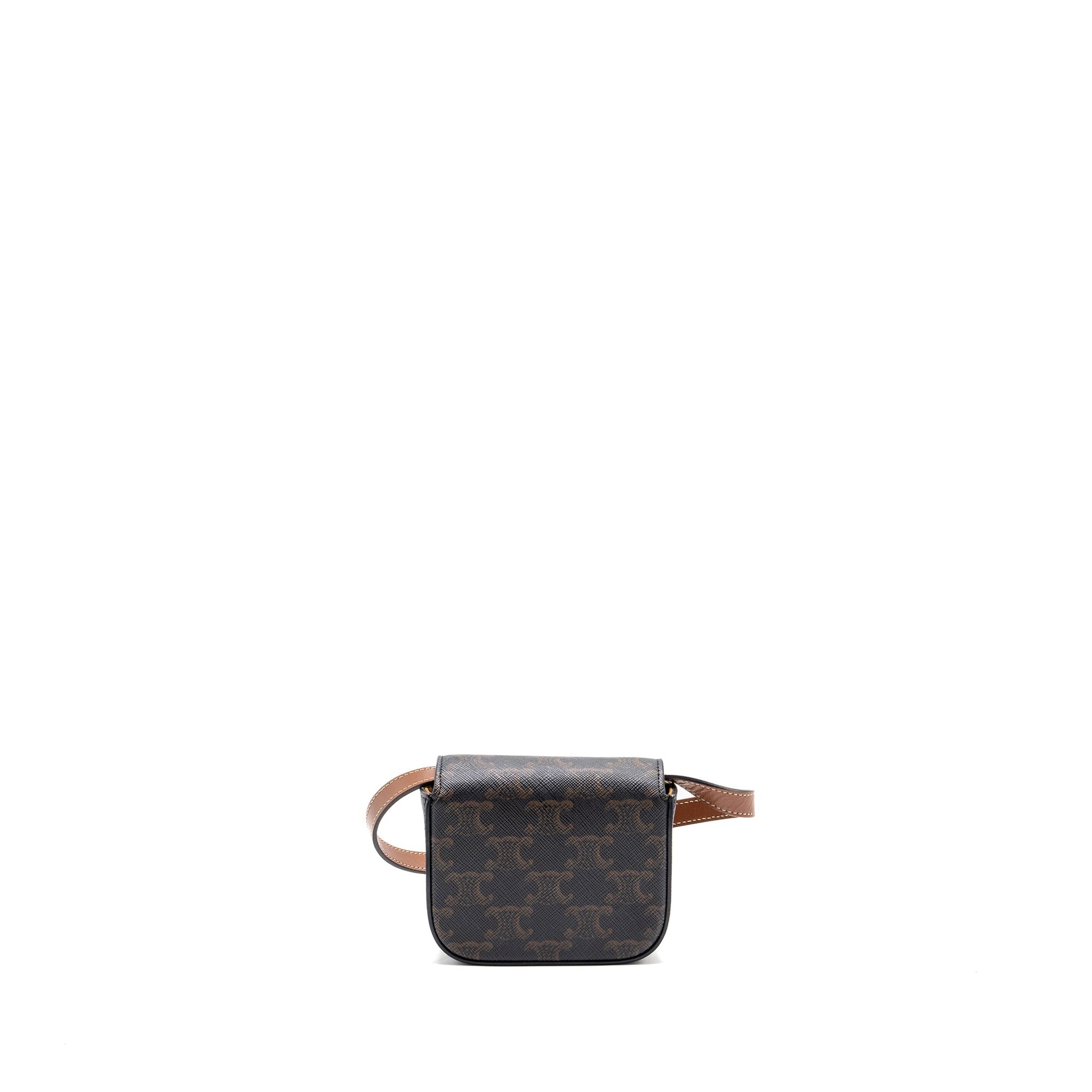 Celine Claude Triomphe Calfskin Handbag Canvas Tan Travel Bag