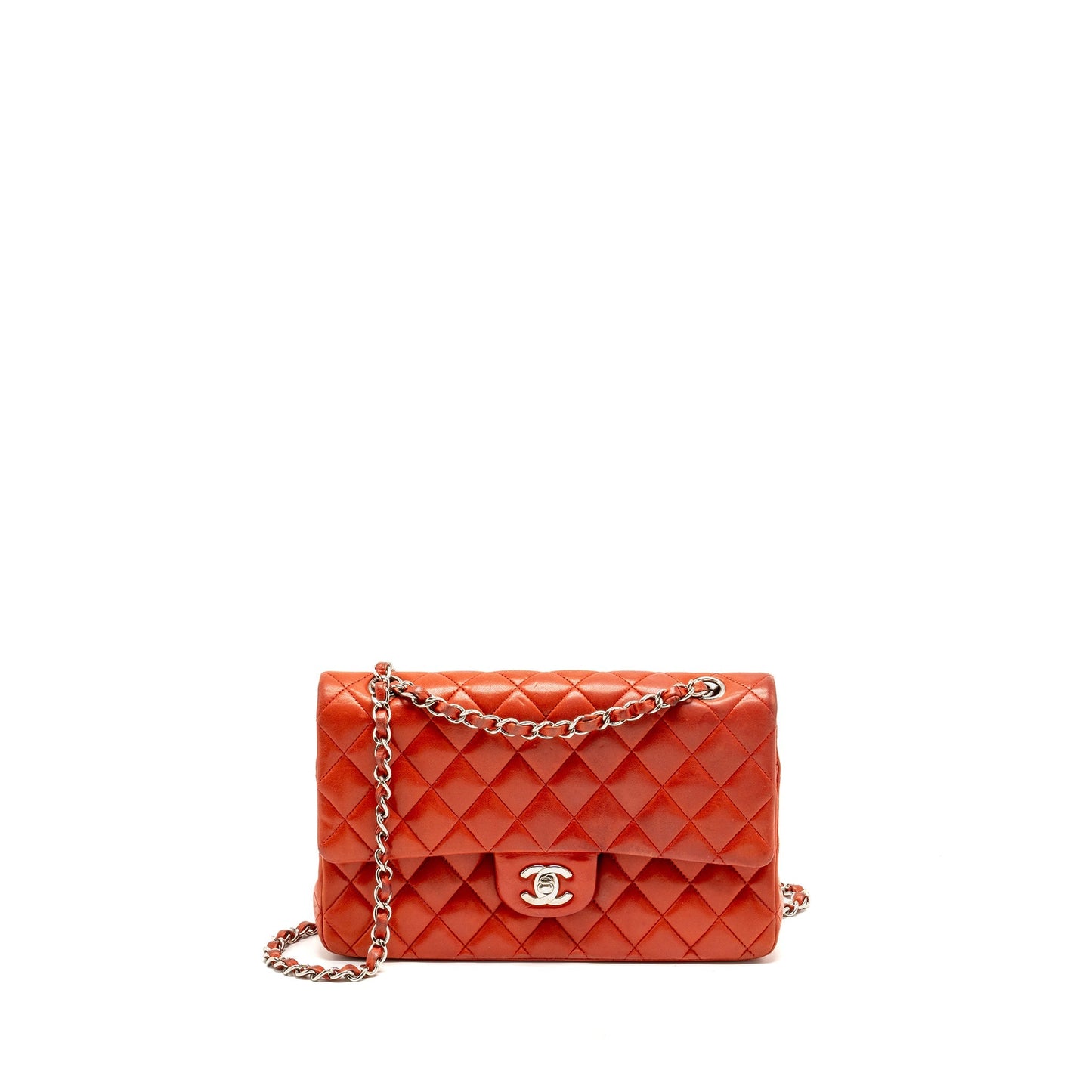 Chanel Classic double flap lambskin SHW Red Shoulder Bag