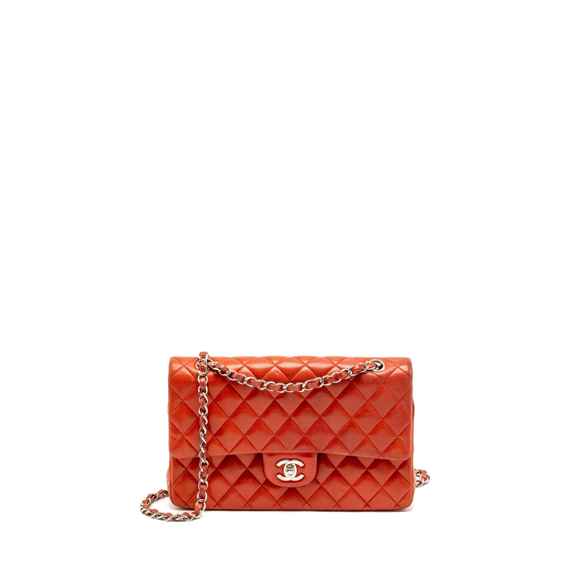 Chanel Classic double flap lambskin SHW Red Shoulder Bag