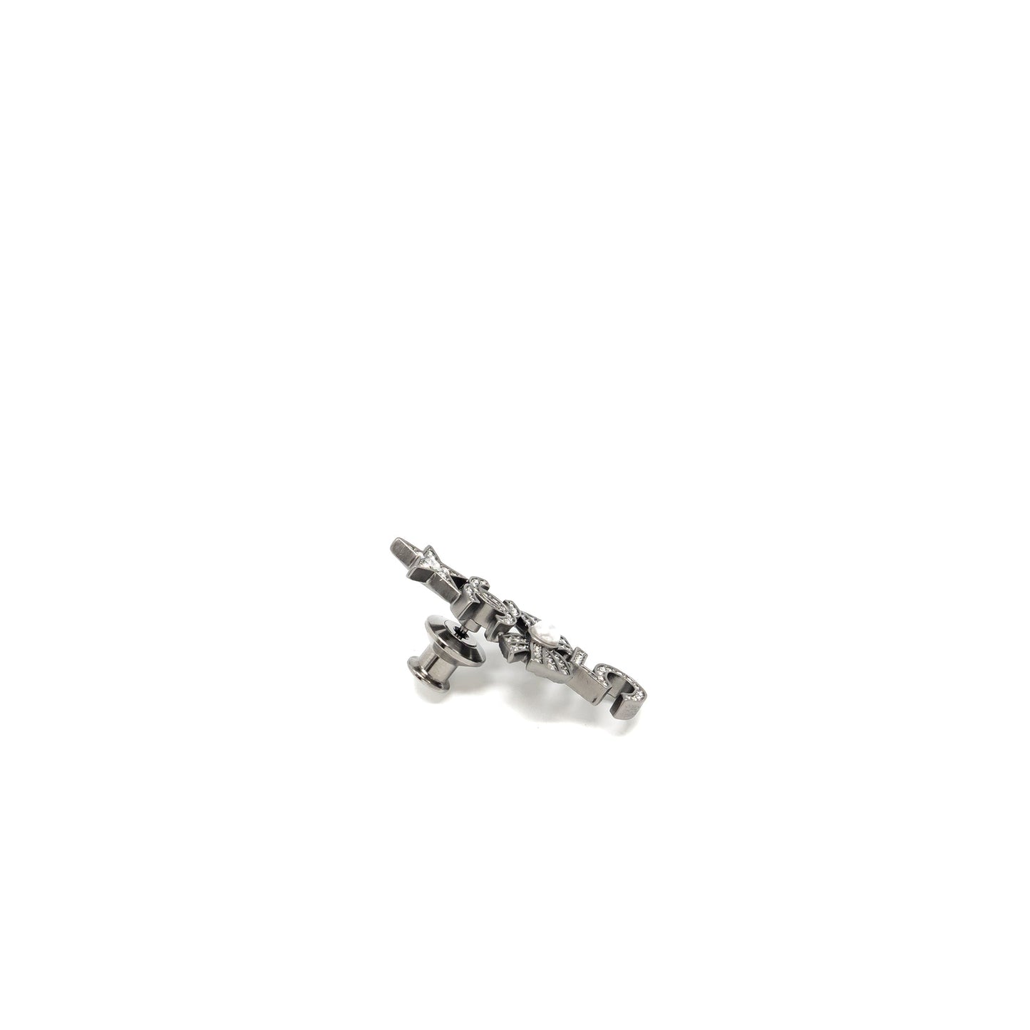 Chanel Star 5 ribbon brooch crystal tone Silver Handbag