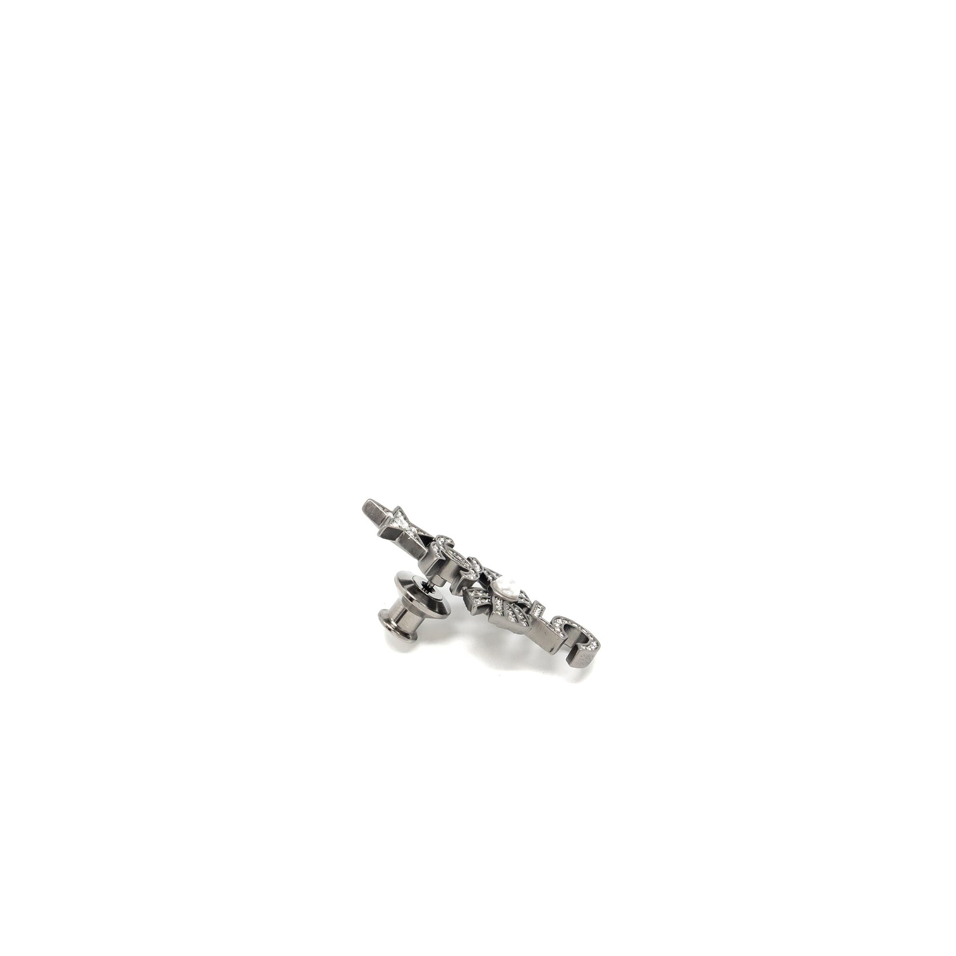 Chanel Star 5 ribbon brooch crystal tone Silver Handbag