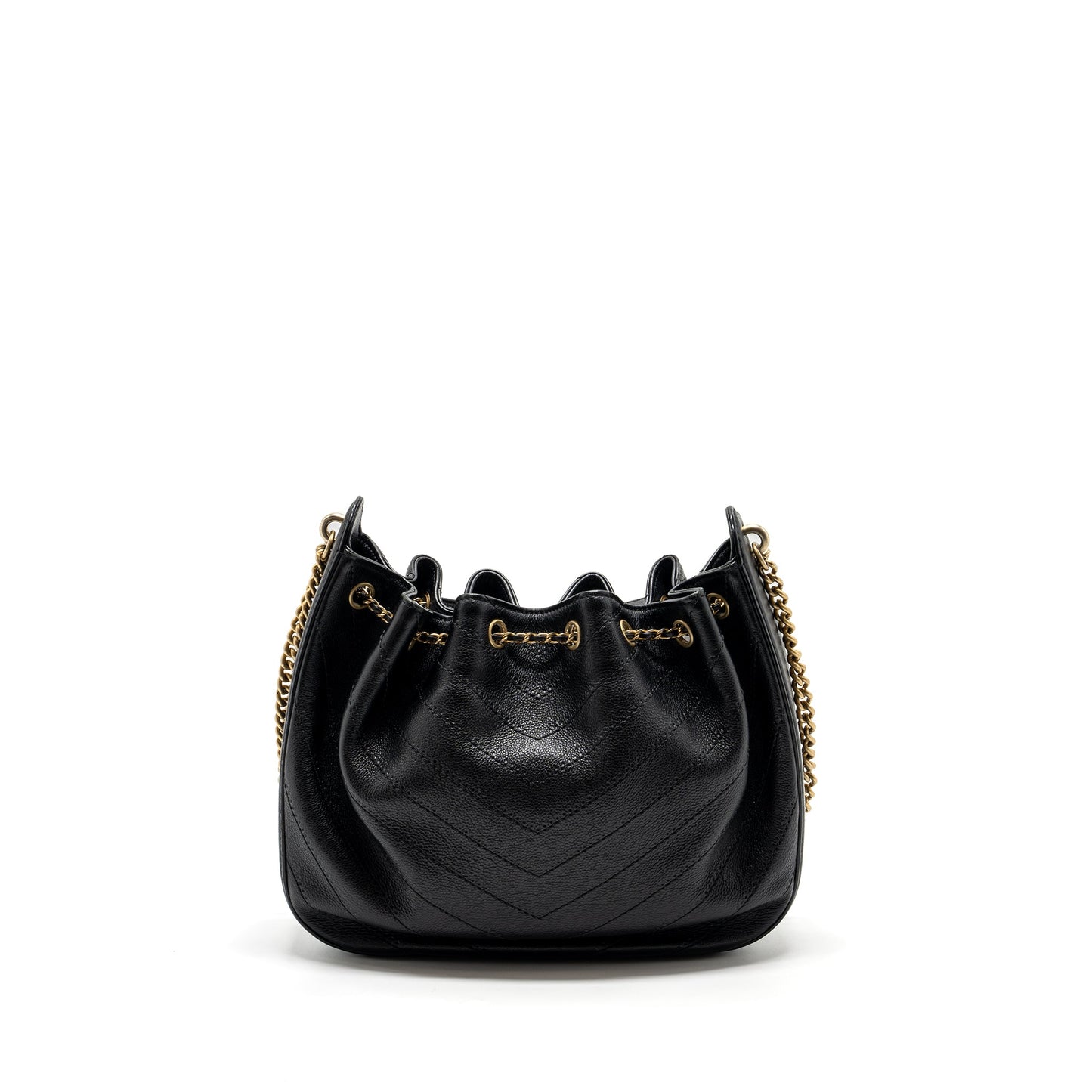 Chanel chevron bucket grained calfskin GHW Black Bucket Bag Ghw 1