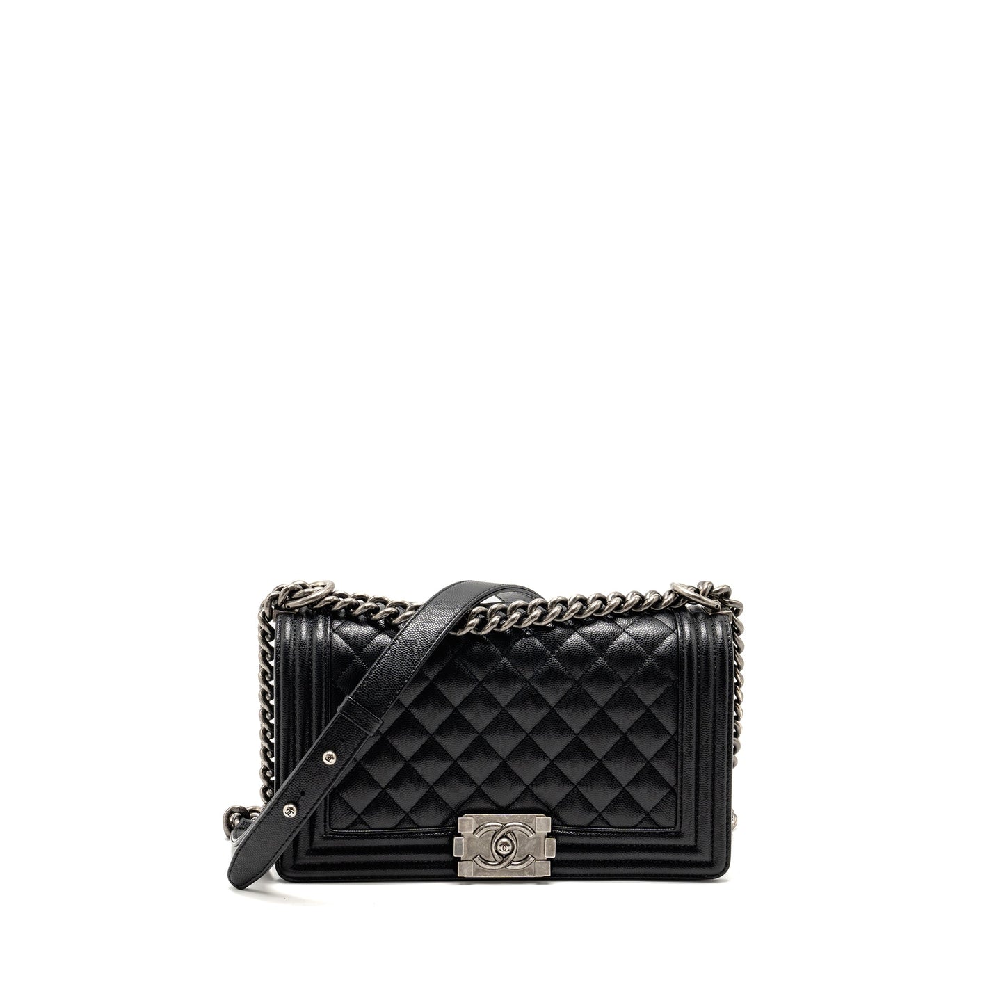 Chanel Boy Caviar SHW Microchip Black Handbag