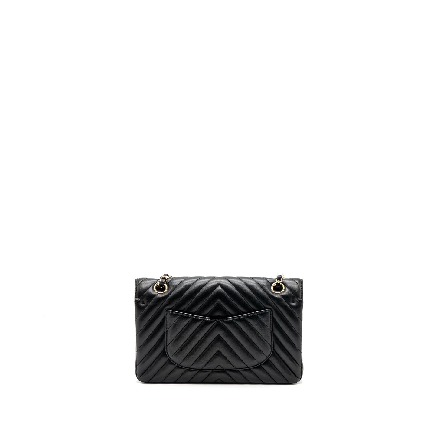 Chanel Classic Double Flap Lambskin Chevron LGHW Black Shoulder Bag
