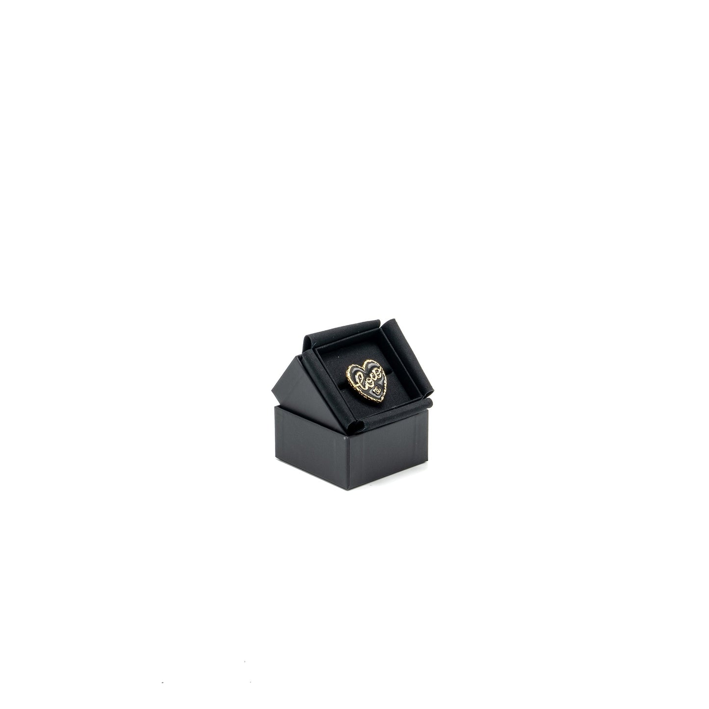 Chanel coco heart brooch tone Black Gold Handbag