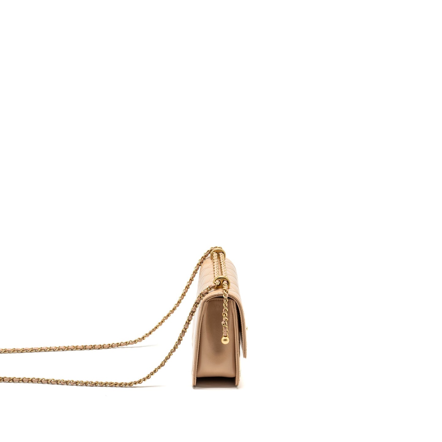 Chanel 21A Crush Flap Calfskin GHW Microchip Gold Beige Shoulder Bag