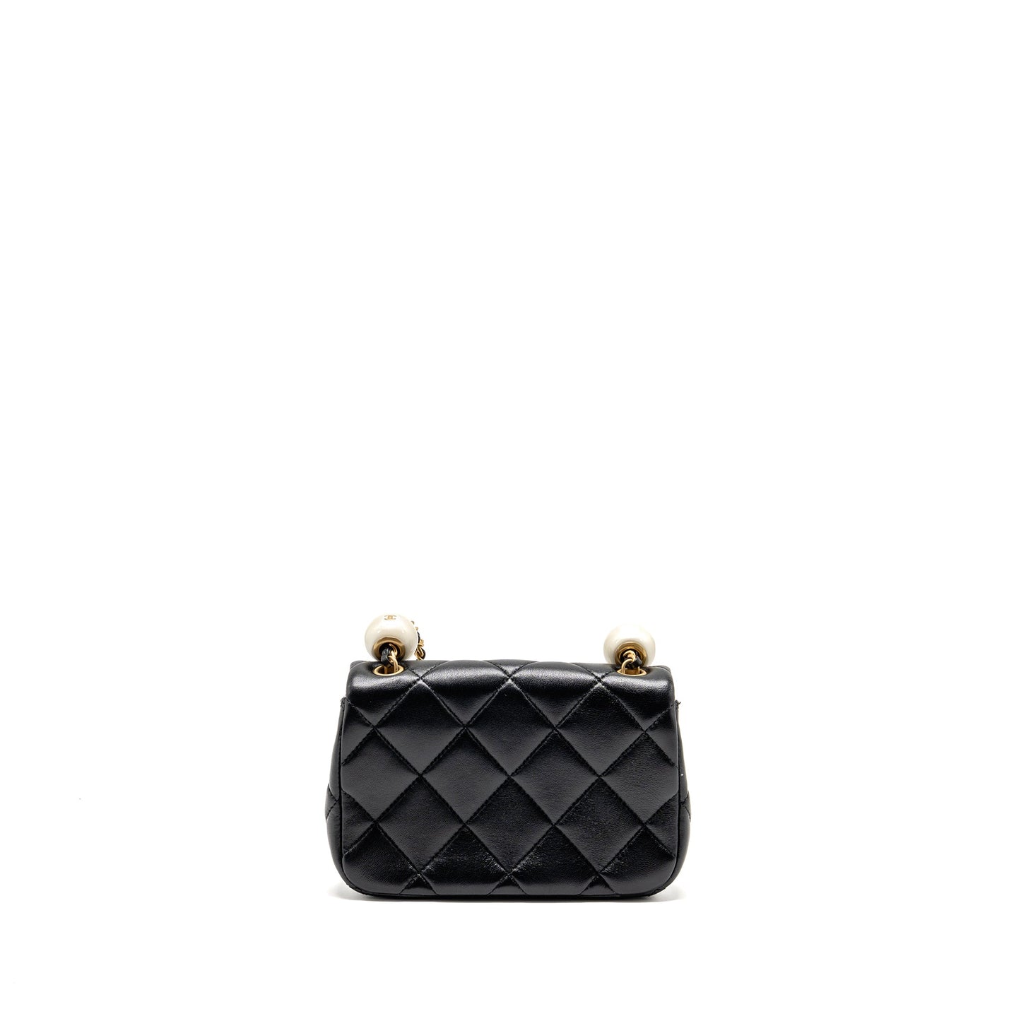 Chanel 24s Pearl Adjustable Flap Lambskin GHW Black Shoulder Bag