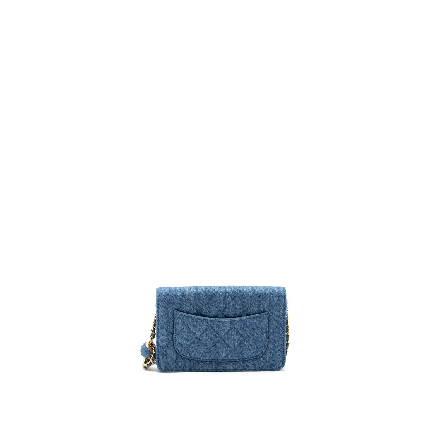 Chanel 22C Pearl Crush on Denim GHW Blue Wallet Case