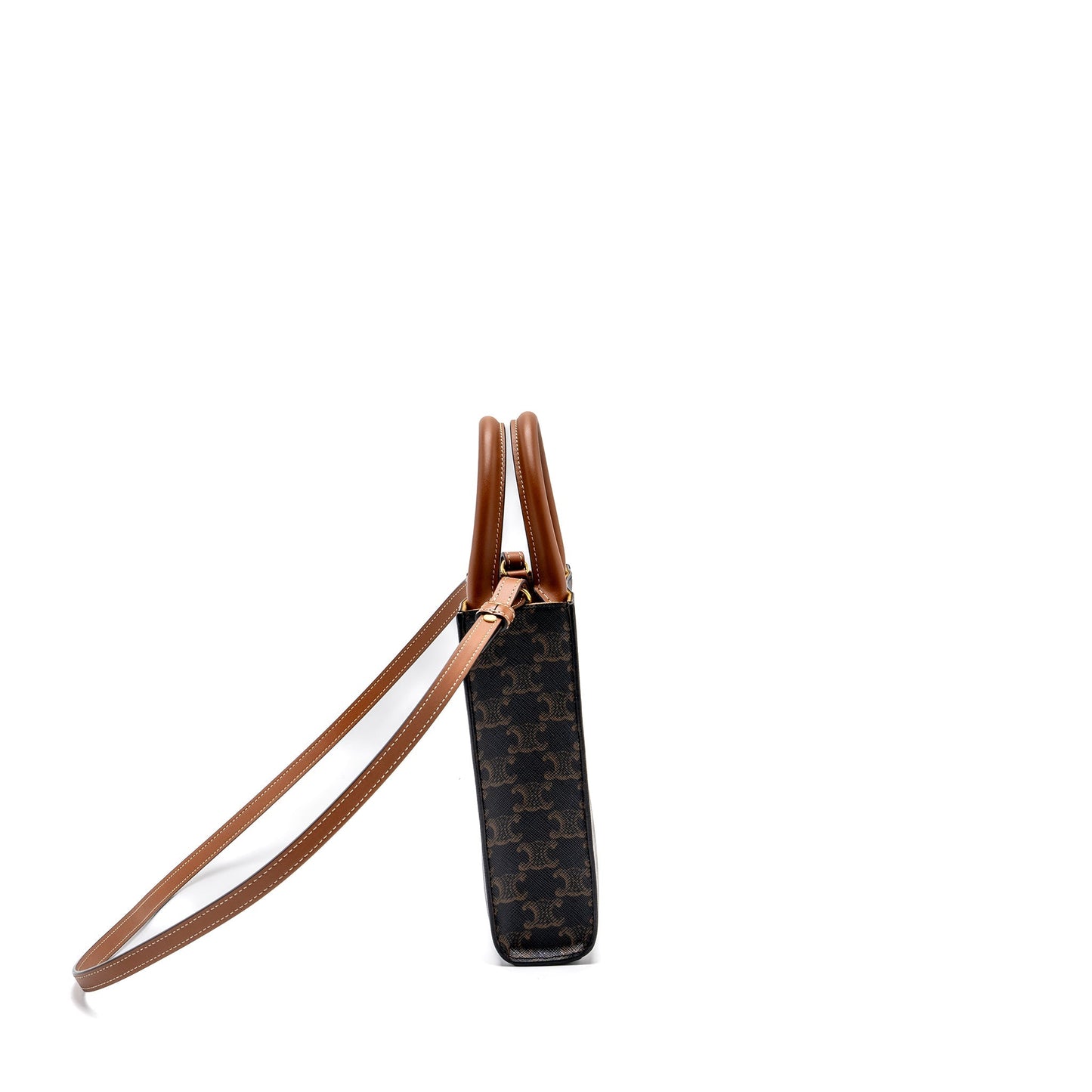 Celine Vertical Cabas Triomphe Handbag Canvas Brown Travel Bag