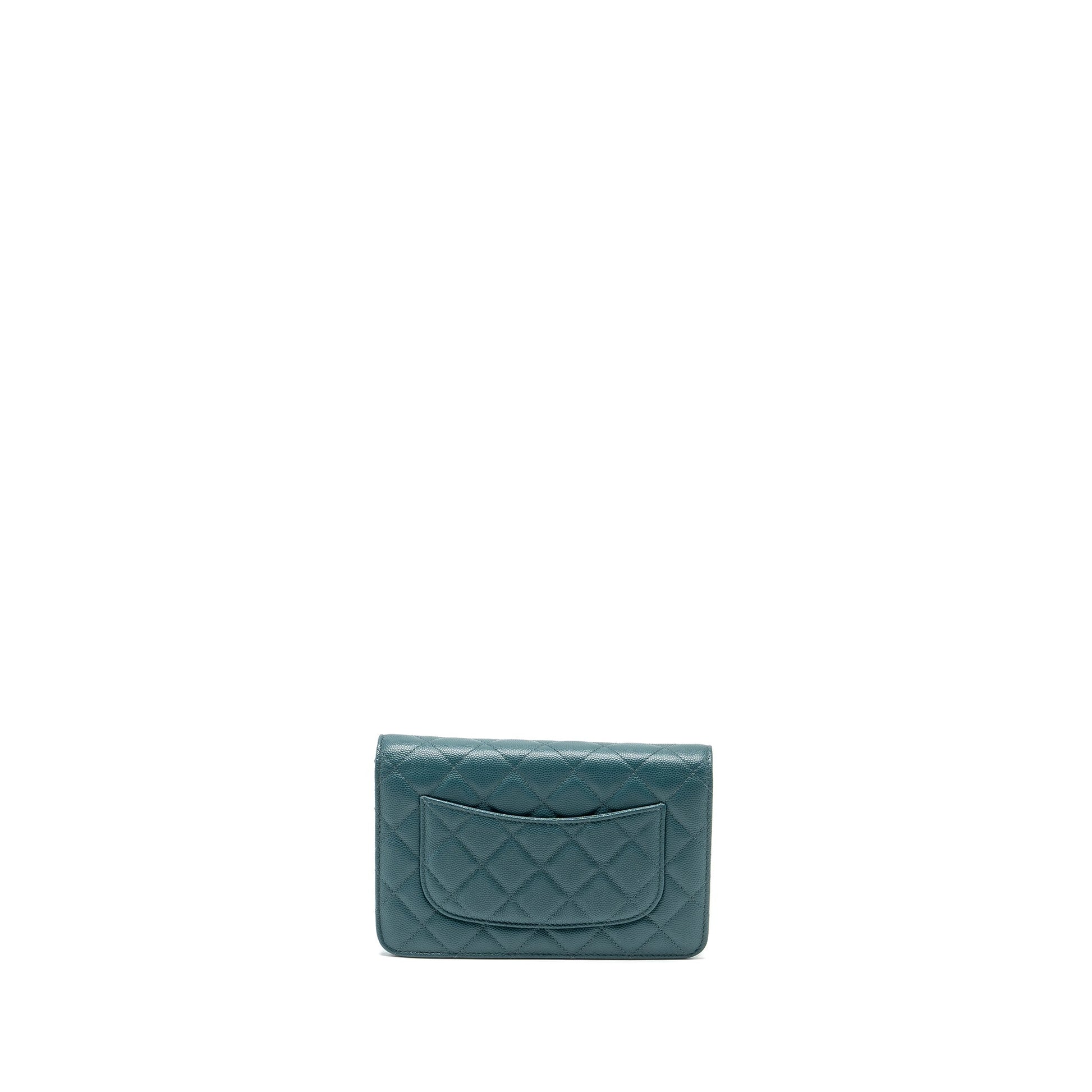 Chanel Classic on Caviar Dark SHW Green Wallet Case