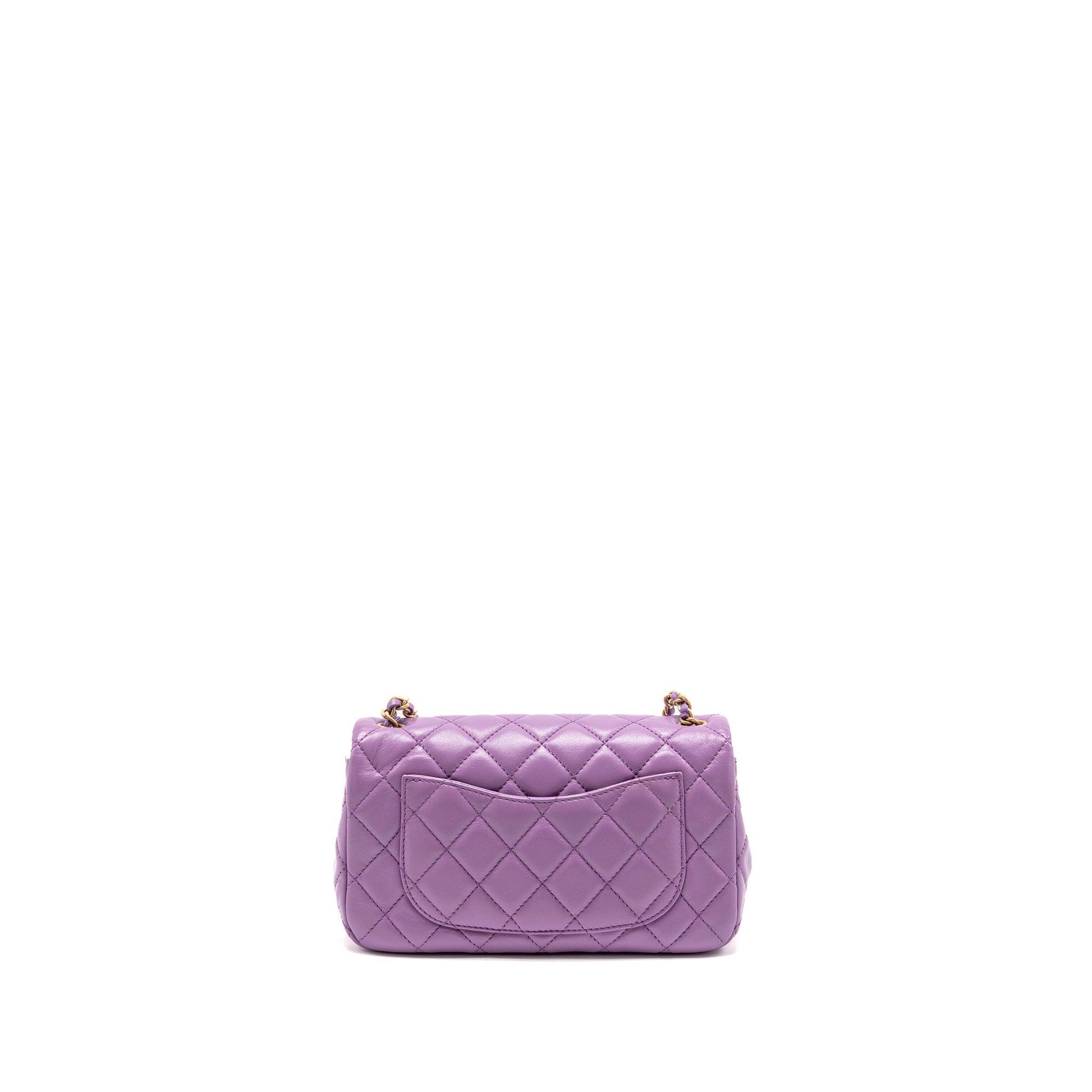 Chanel pearl crush rectangular flap lambskin purple Shoulder Bag Ghw Microchip