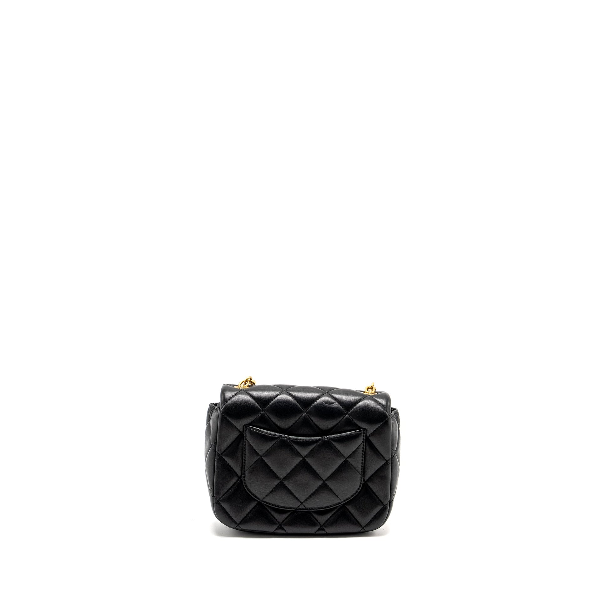 Chanel Quilted Flap Heart Charm Lambskin GHW Black Key Chain