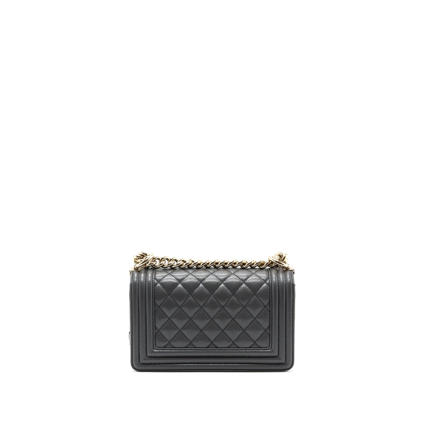 Chanel boy caviar LGHW microchip Grey Small Handbag