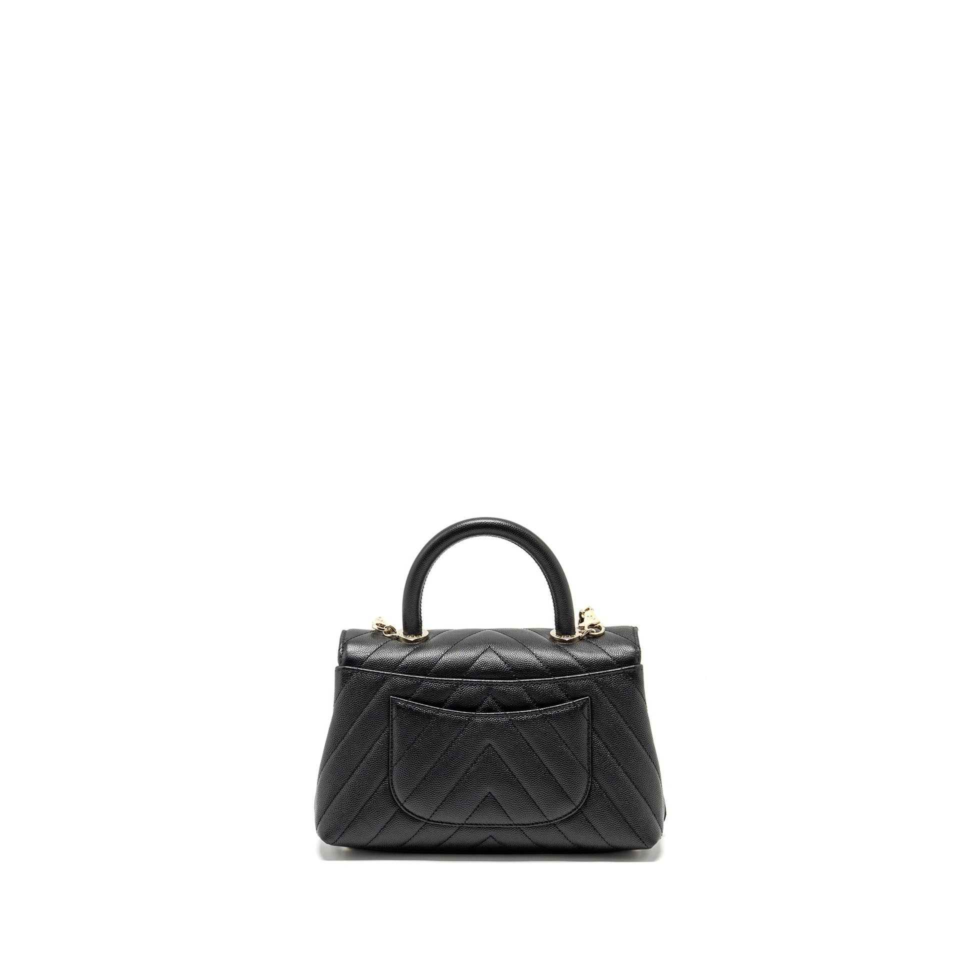 Chanel Coco Handle Chevron Caviar LGHW Black Small Handbag Lghw 1