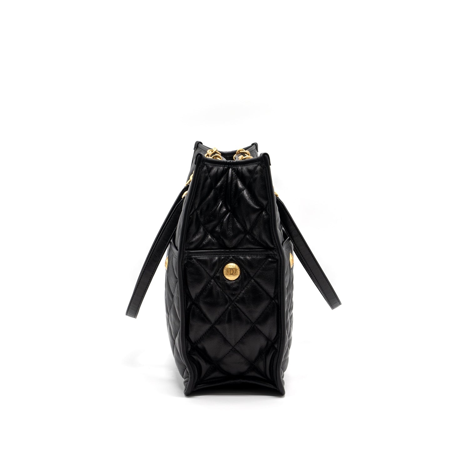 Chanel Lambskin brushed GHW Black Tote Bag