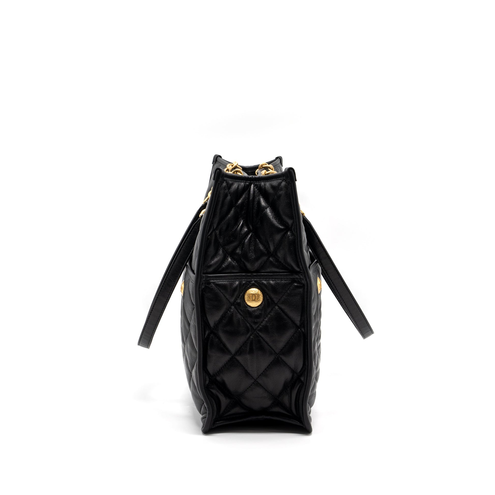 Chanel Lambskin brushed GHW Black Tote Bag