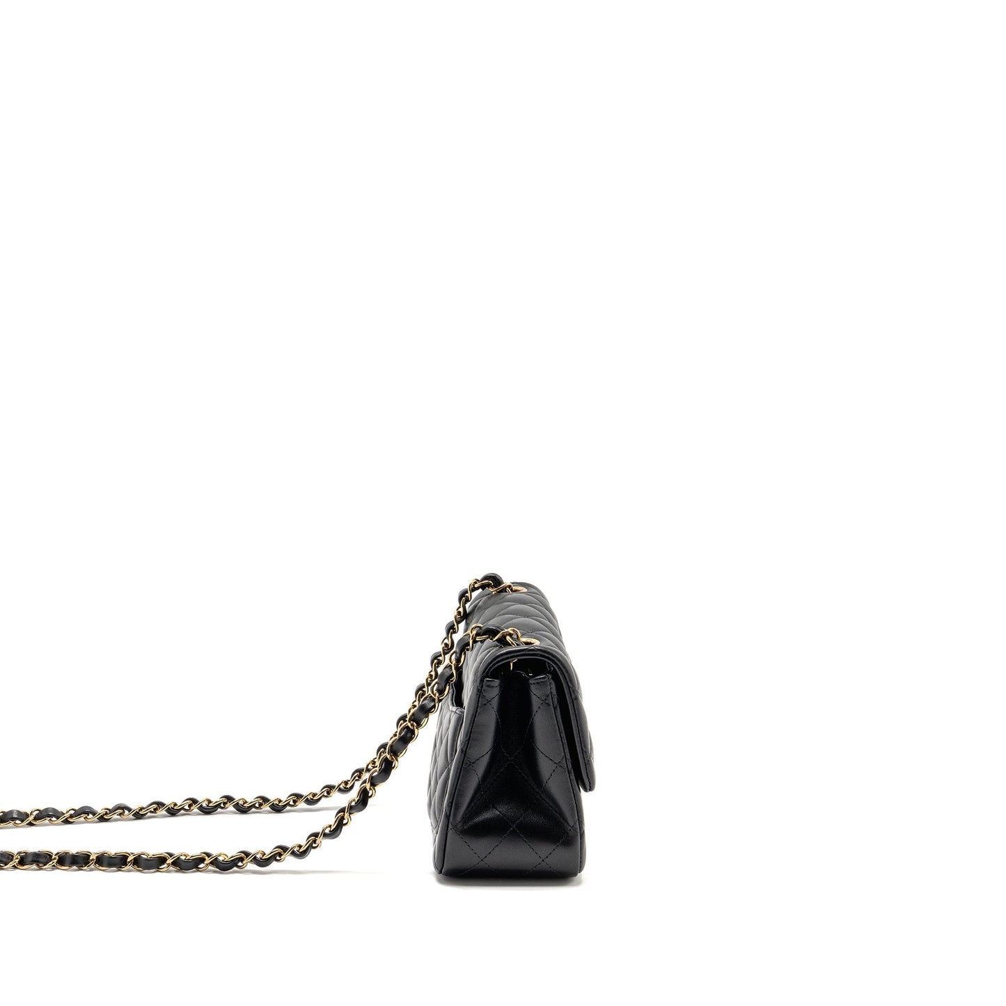 Chanel Square Flap Lambskin LGHW Microchip Black Shoulder Bag 12