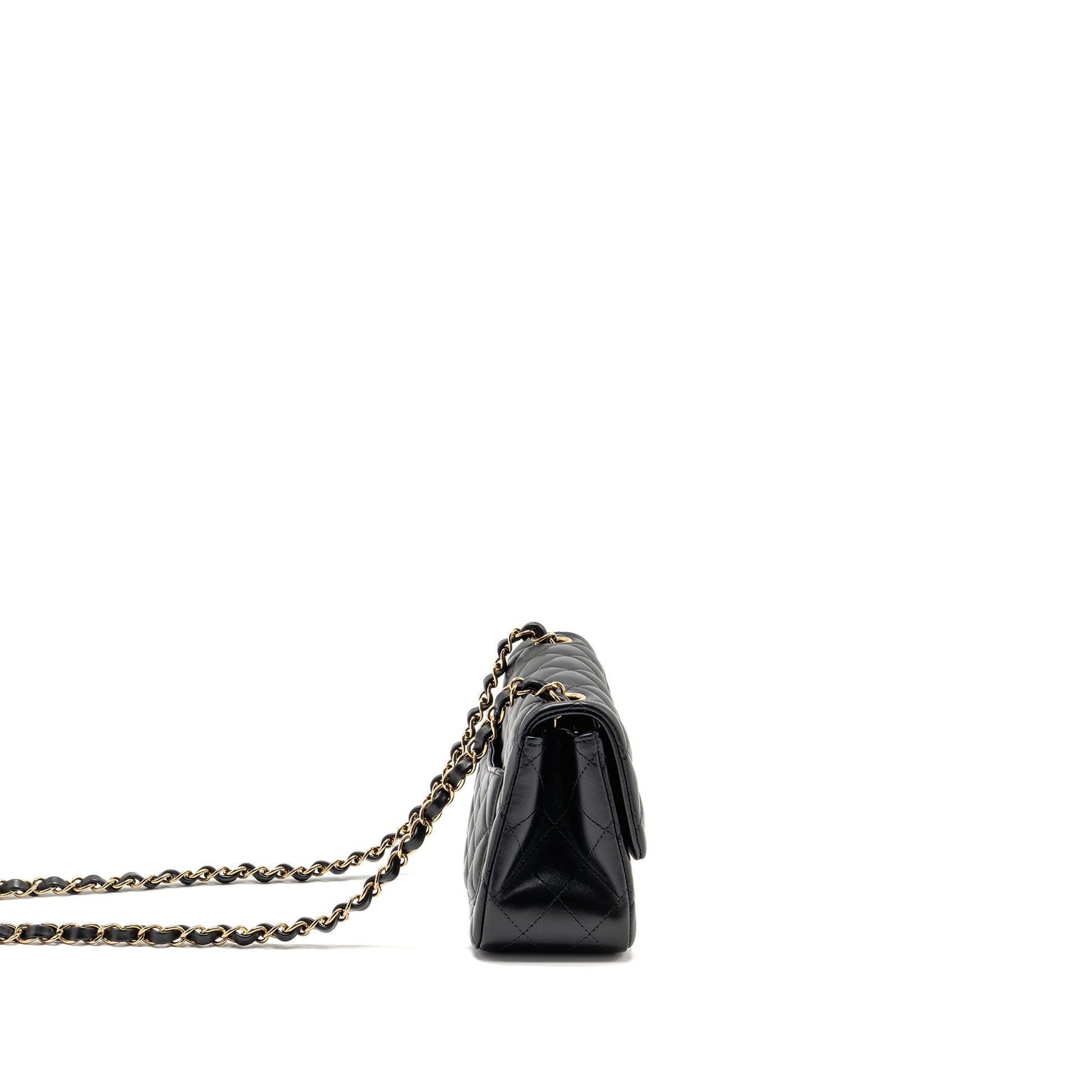 Chanel Square Flap Lambskin LGHW Microchip Black Shoulder Bag 12