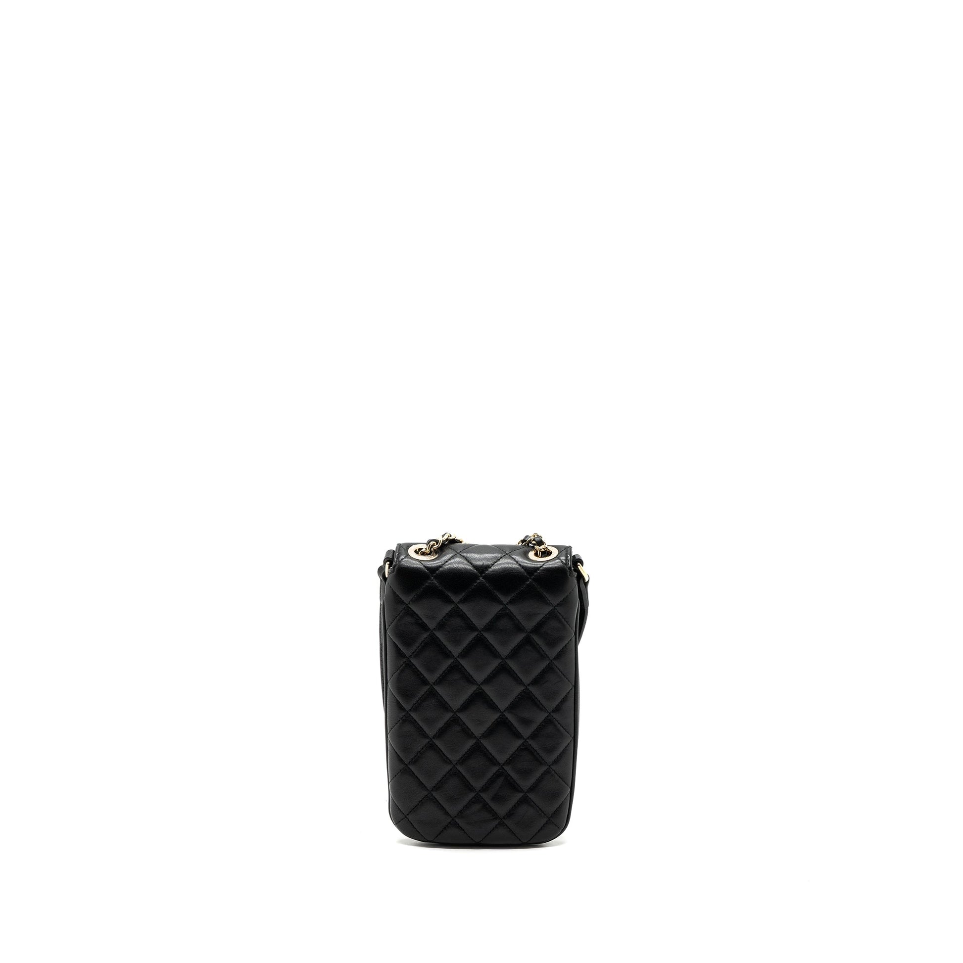 Chanel Phone Holder Lambskin LGHW Black Handbag