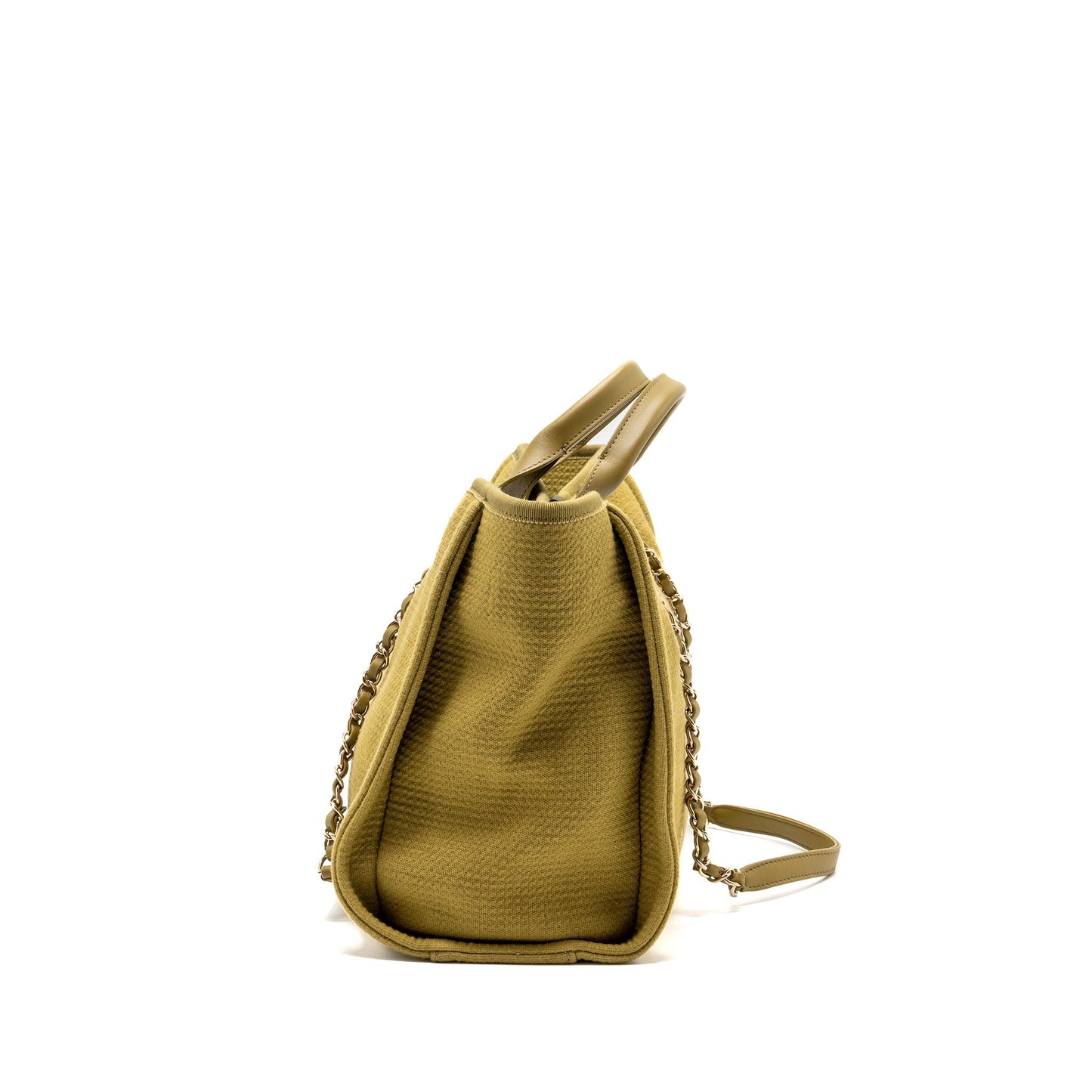 Chanel Deauville Olive LGHW microchip Green Canvas Tote Bag