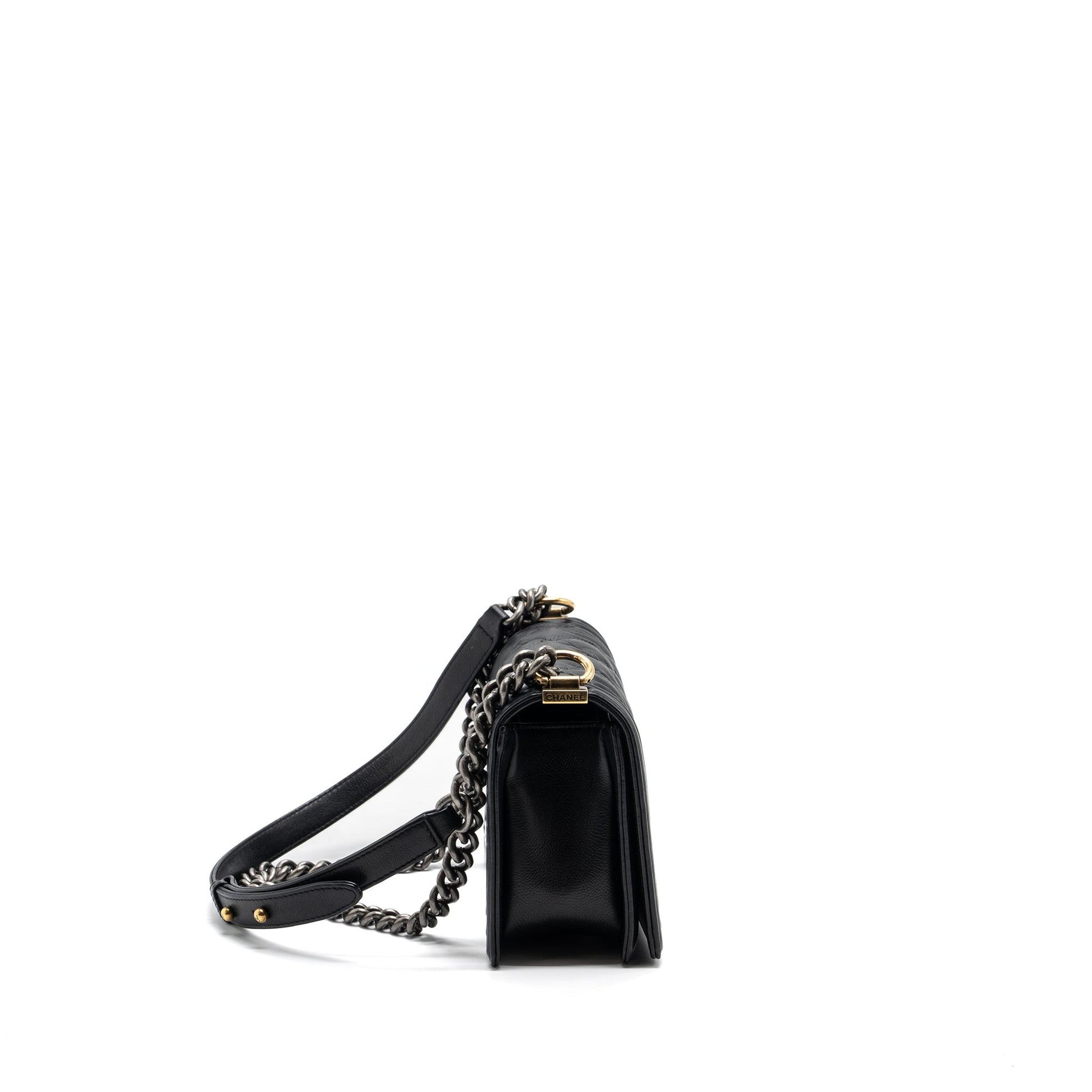 Chanel boy calfskin hardware Multicolor Multicolour Black Handbag
