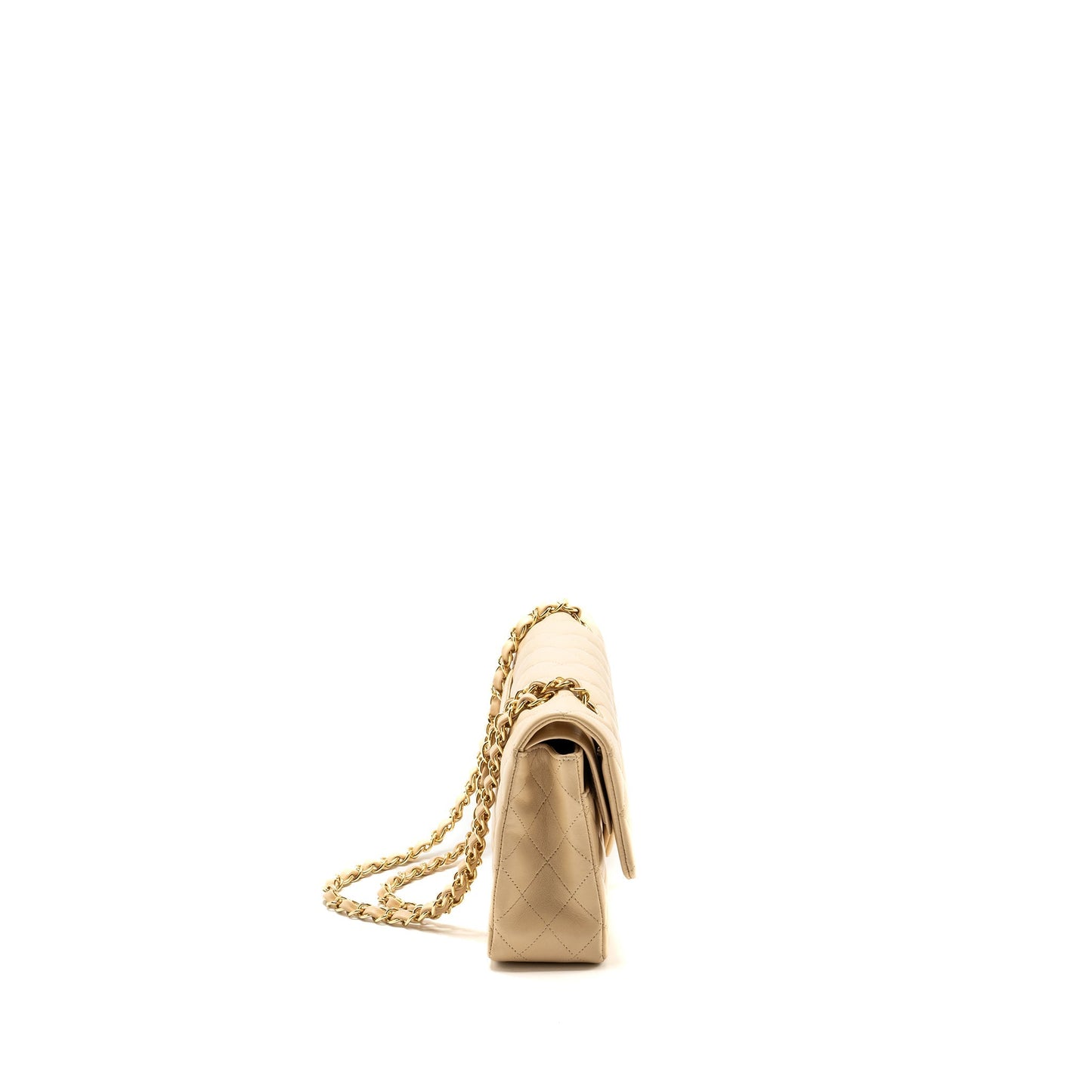 Chanel Classic Double Flat Lambskin GHW Beige Shoes