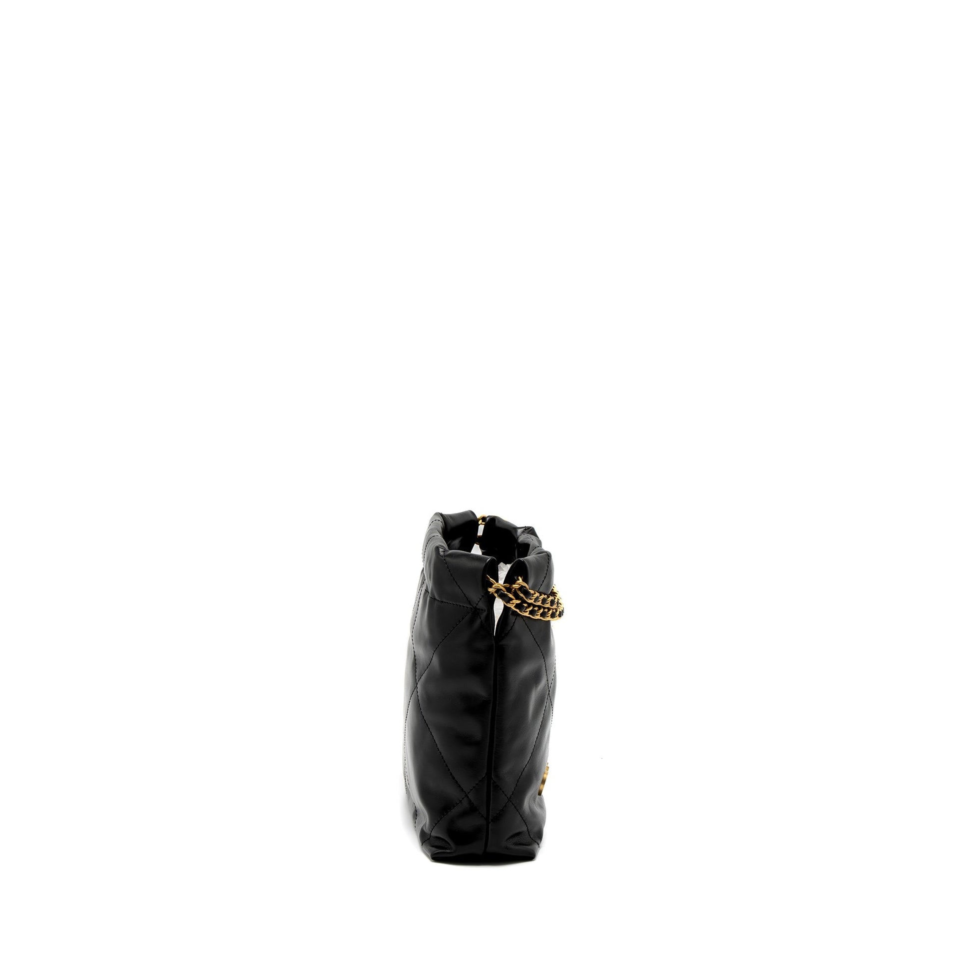 Chanel 22 Shiny Calfskin Brushed GHW Microchip Black Mini Bag Microchip 1