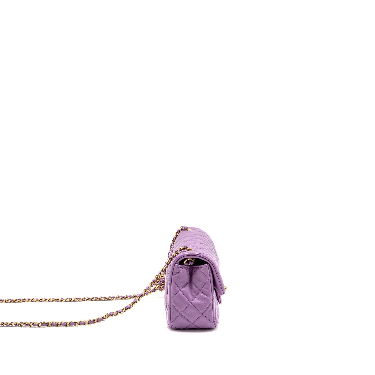 Chanel pearl crush rectangular flap lambskin purple Shoulder Bag Ghw Microchip