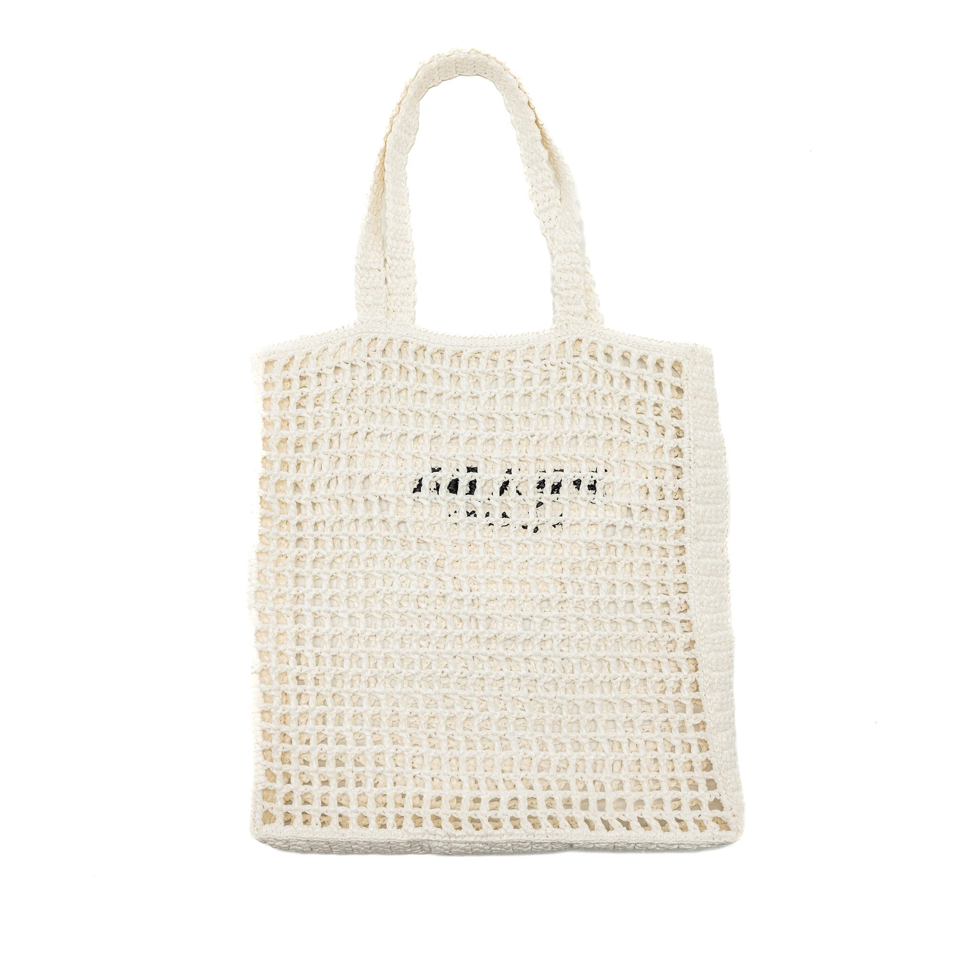 Prada Crochet Tote Purse Handbag Raffia White Tote Bag