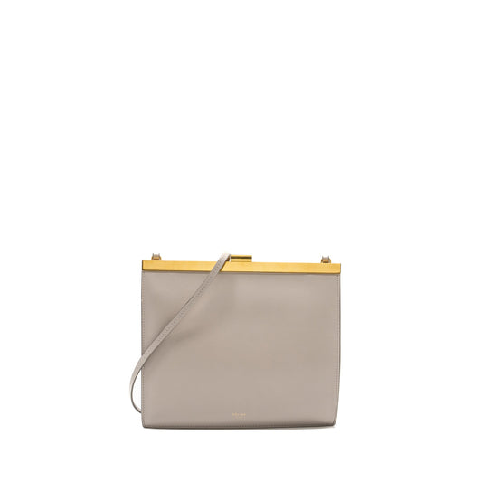 Celine Clasp Purse Light Grey Handbag Leather Mini Travel Bag