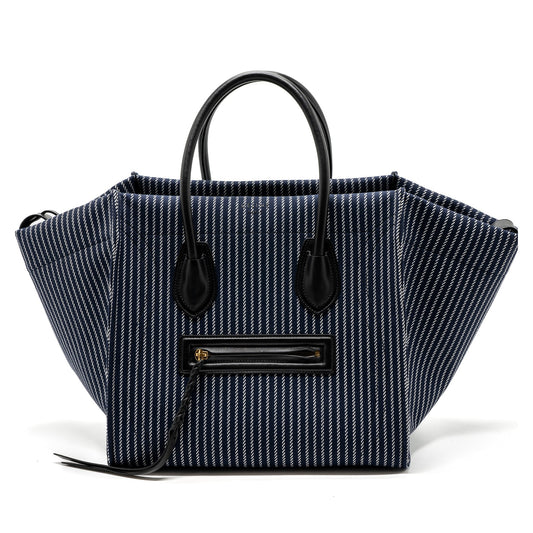 Celine Phantom Luggage Purse Dark Blue Handbag Leather Canvas Travel Bag