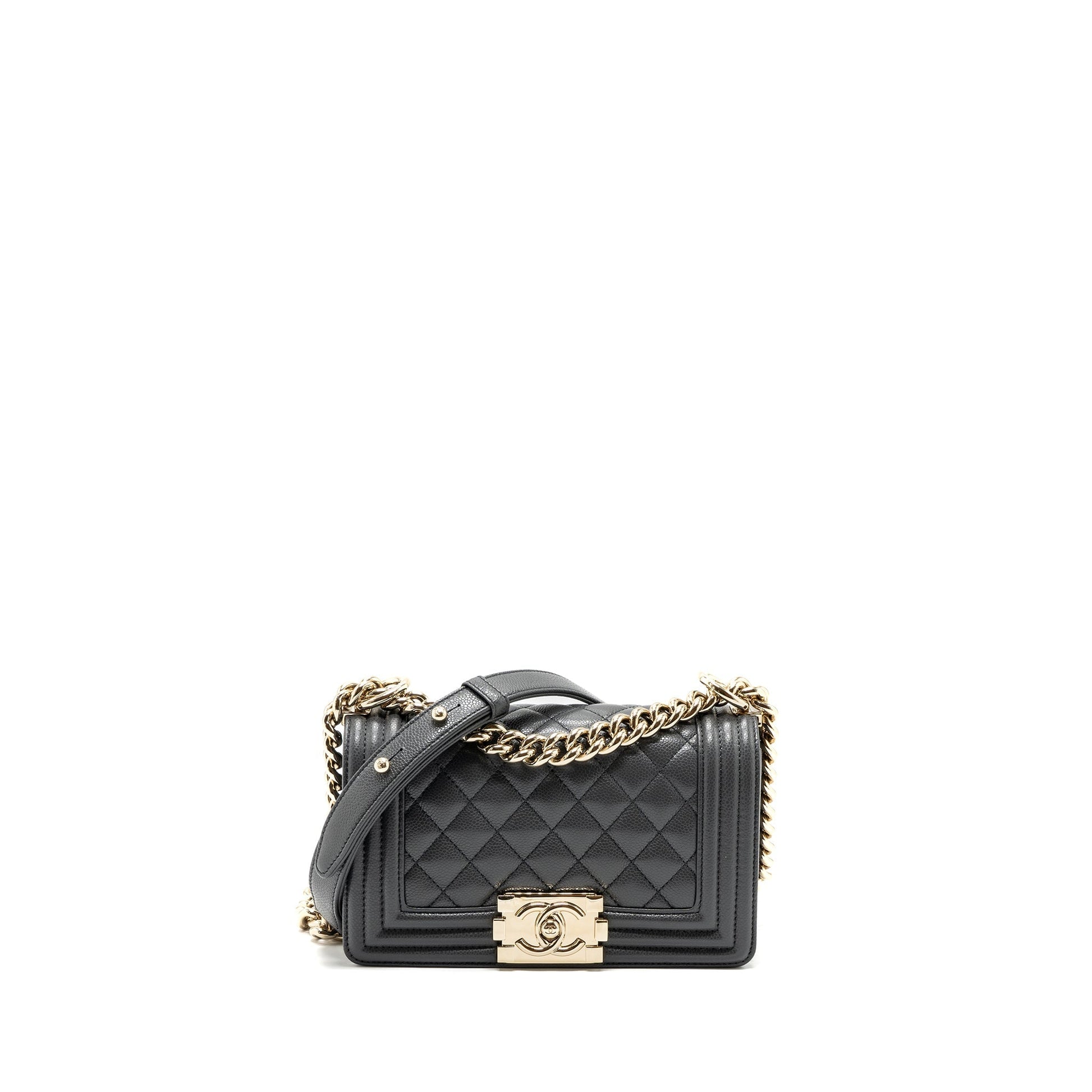 Chanel boy caviar LGHW microchip Grey Small Handbag
