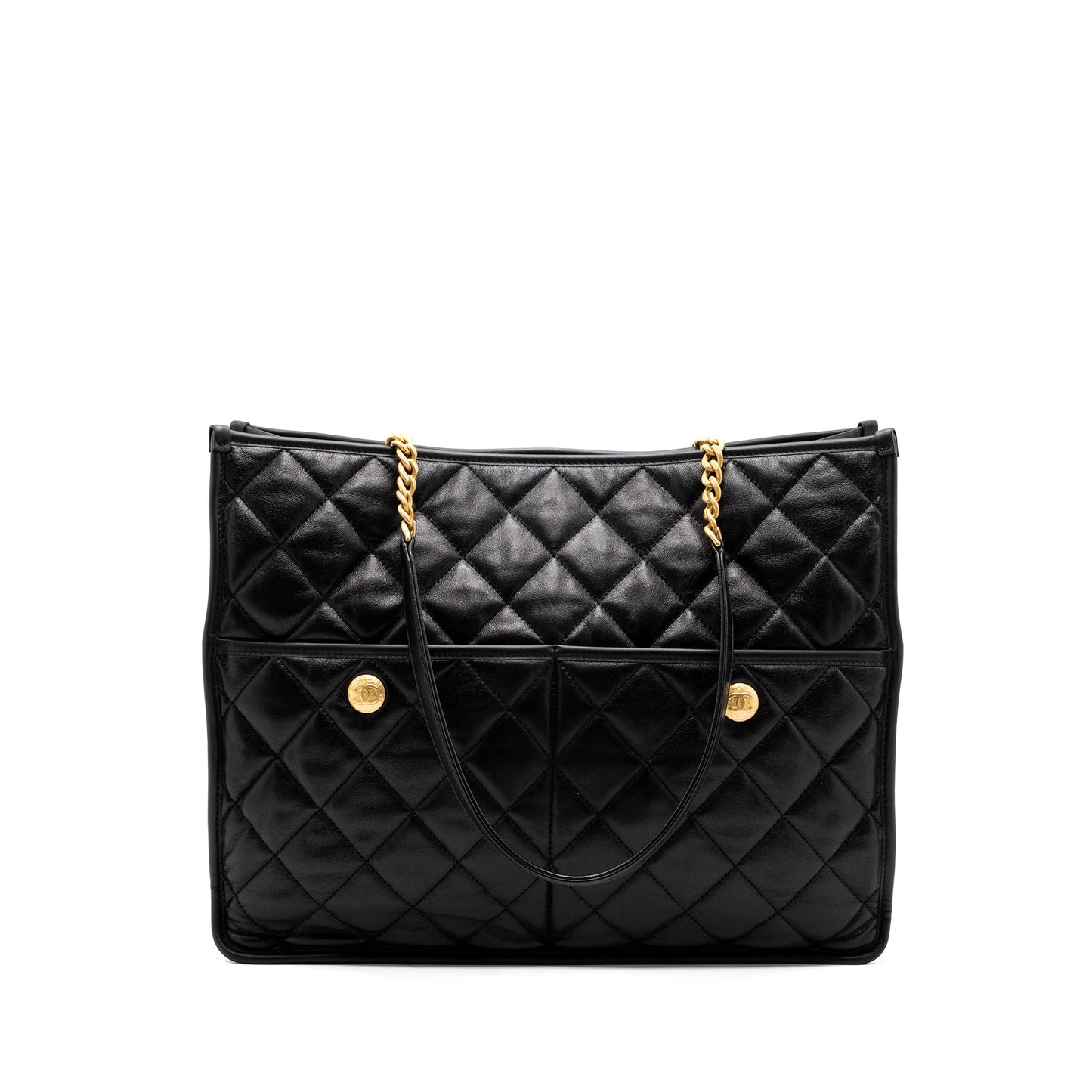 Chanel Lambskin brushed GHW Black Tote Bag
