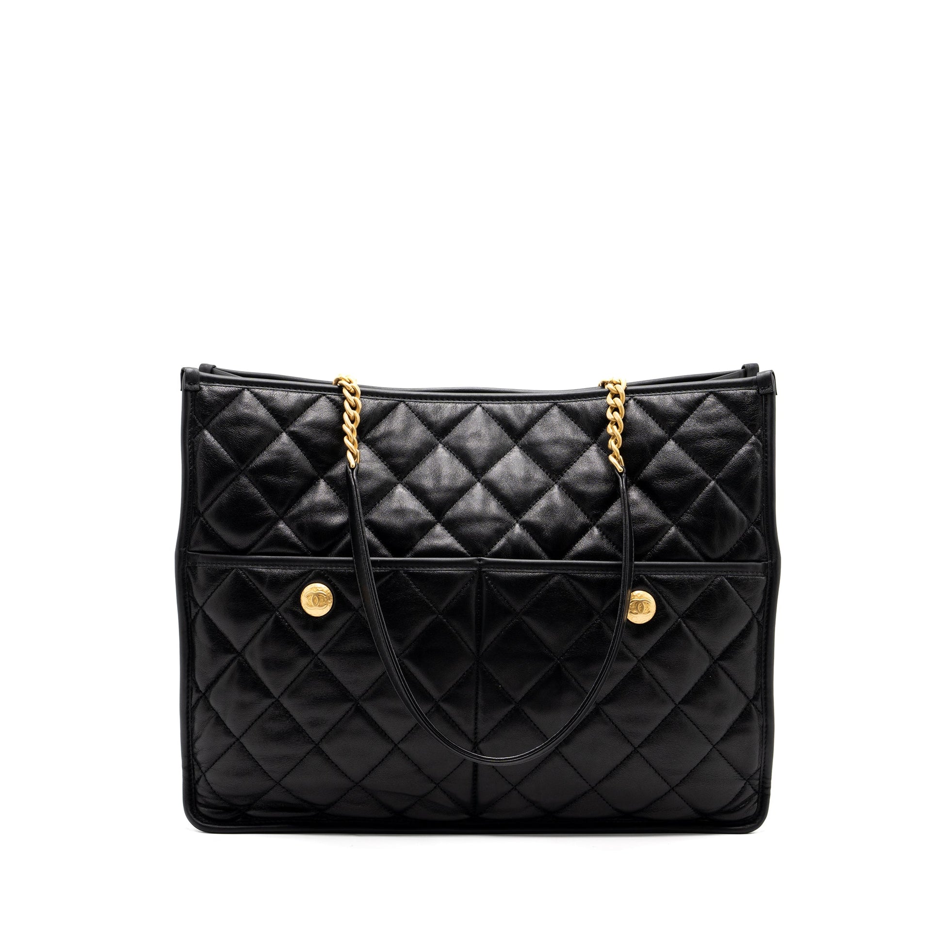 Chanel Lambskin brushed GHW Black Tote Bag