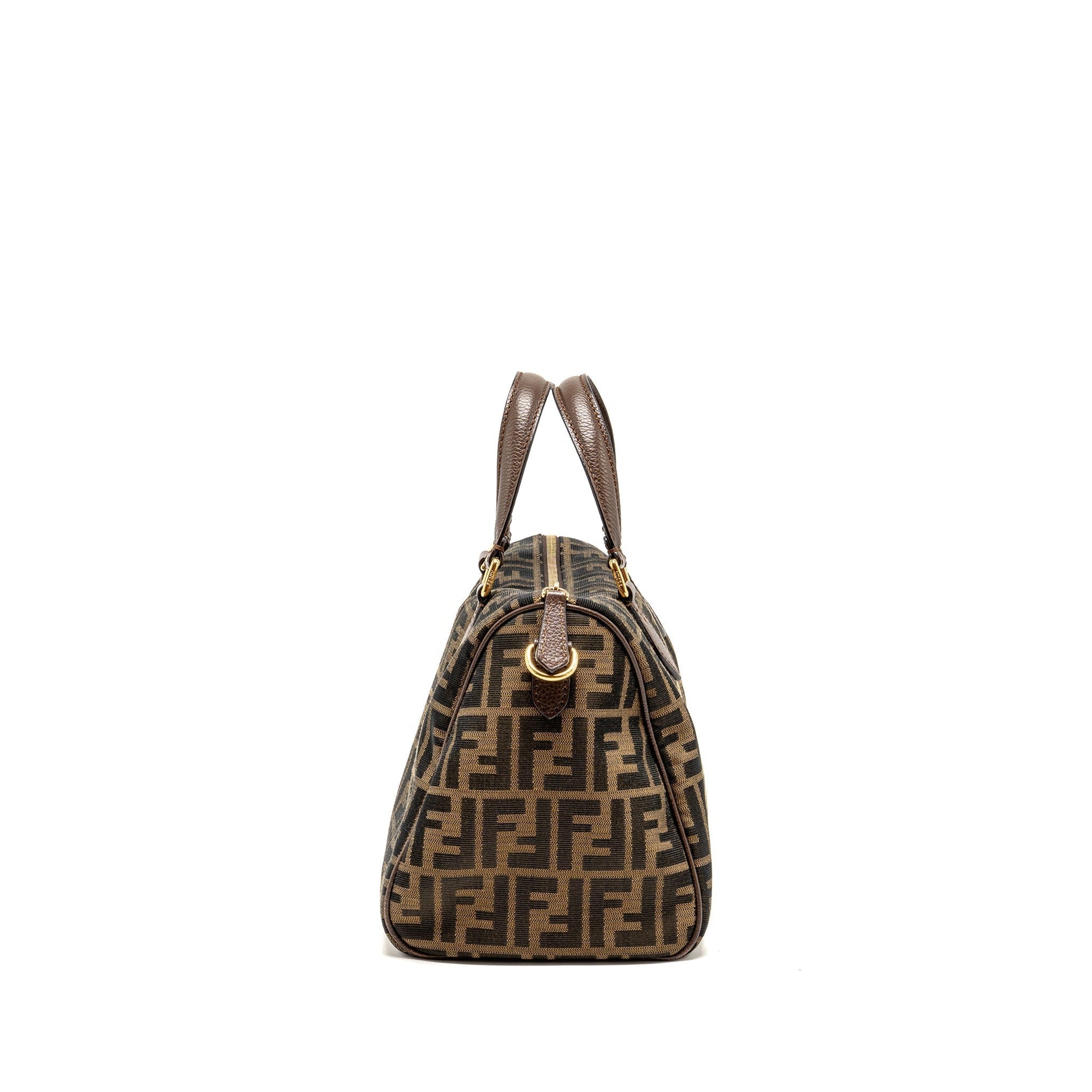 Fendi Boston Purse Jacquard Canvas Brown Travel Bag