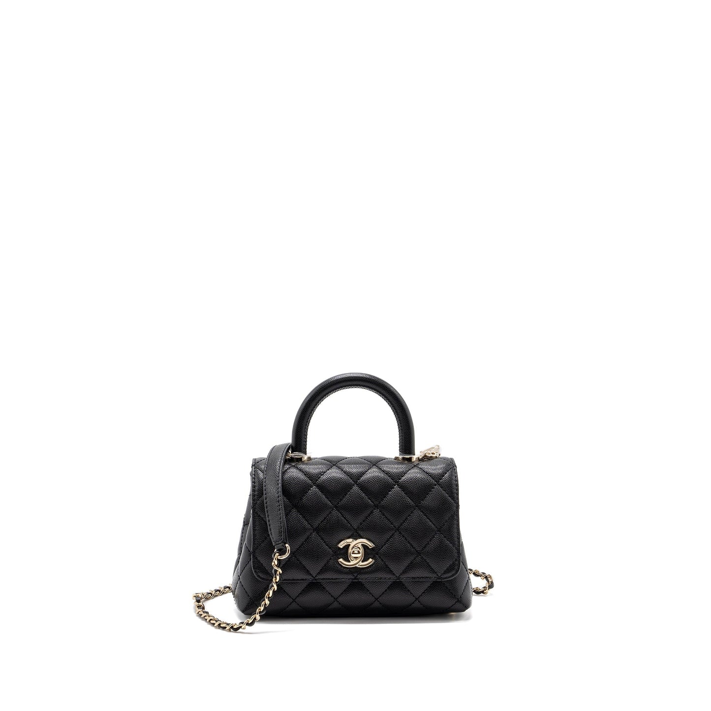 Chanel Coco handle Caviar LGHW Microchip Black Mini Bag Black Lghwmicrochip