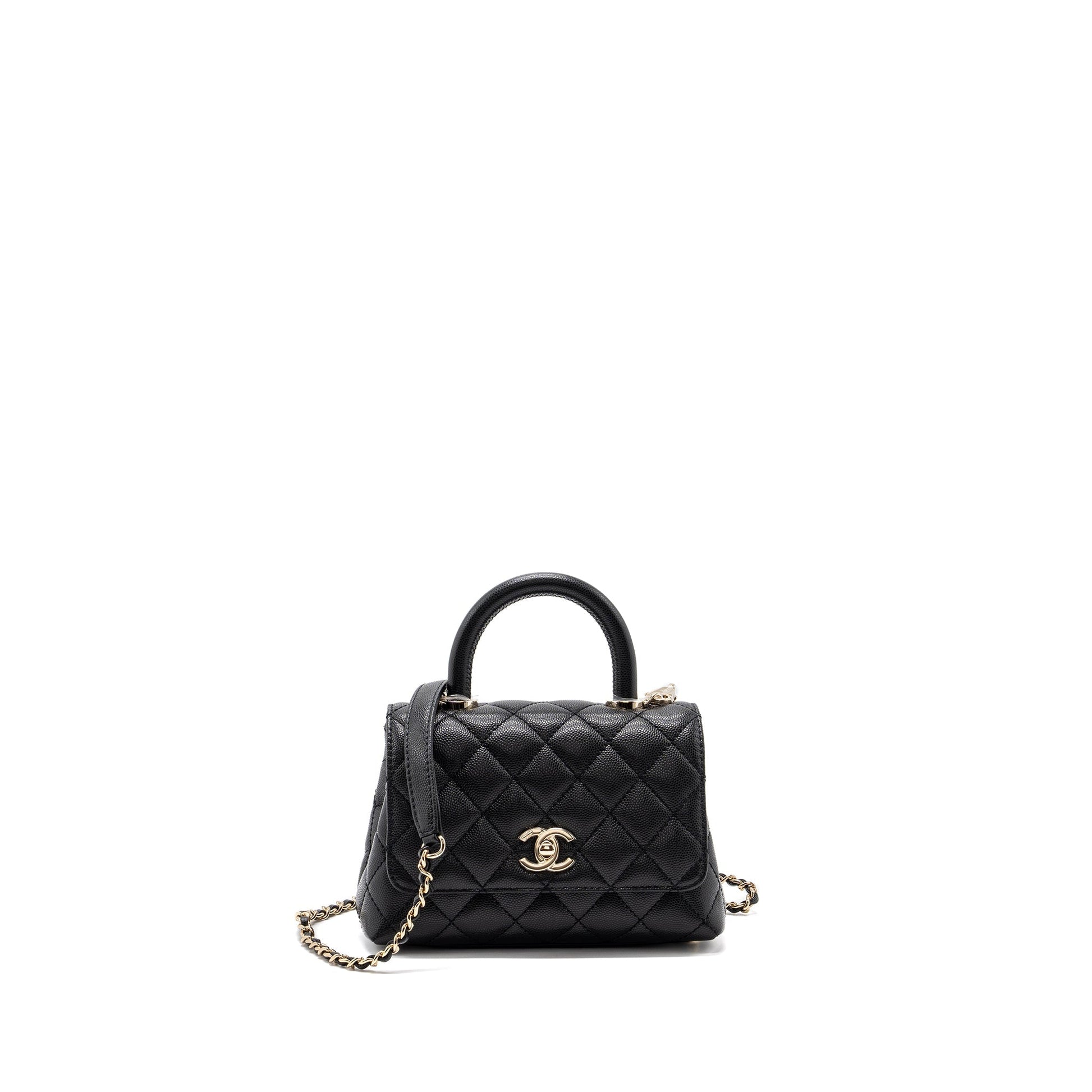 Chanel Coco handle Caviar LGHW Microchip Black Mini Bag Black Lghwmicrochip