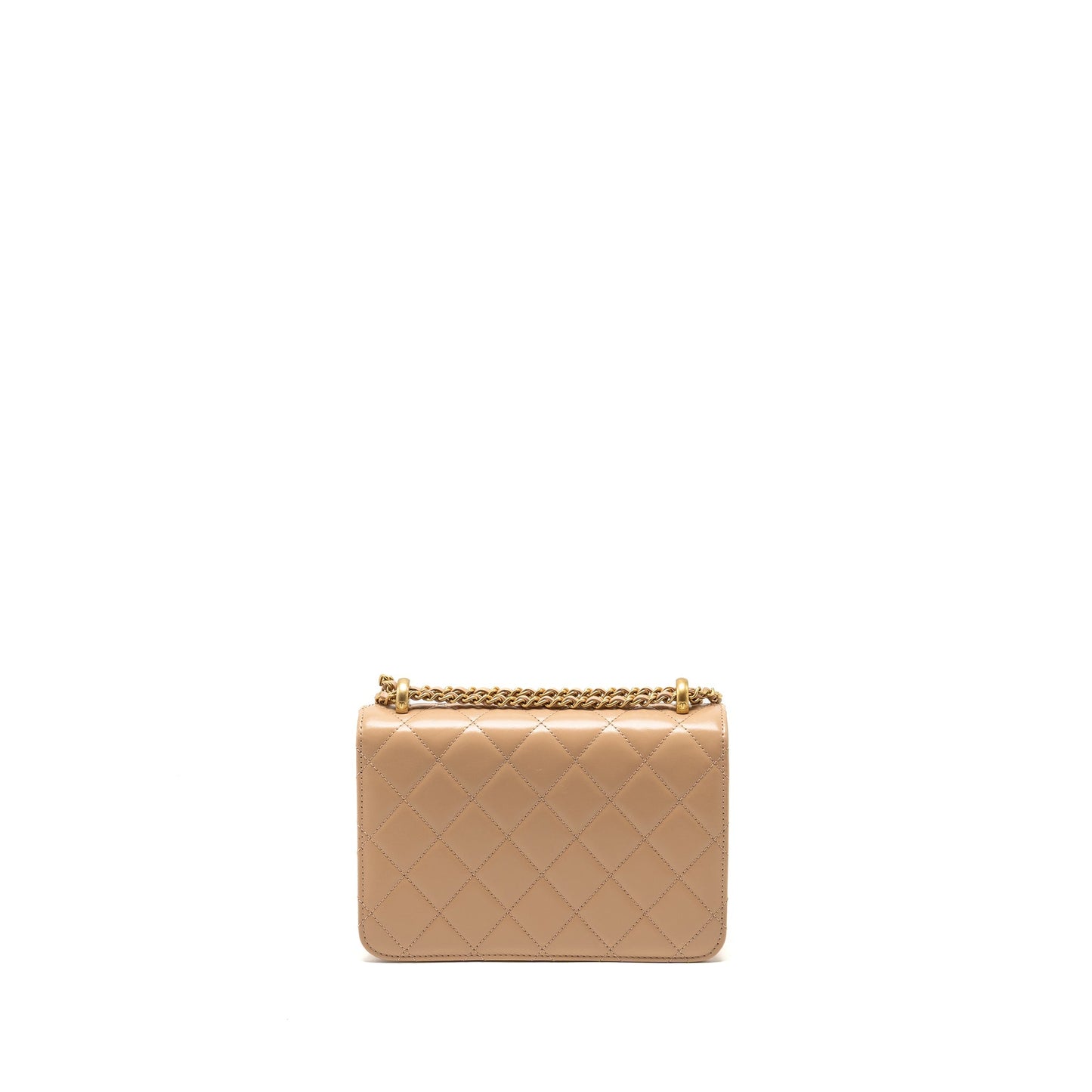 Chanel 21A Crush Flap Calfskin GHW Microchip Gold Beige Shoulder Bag